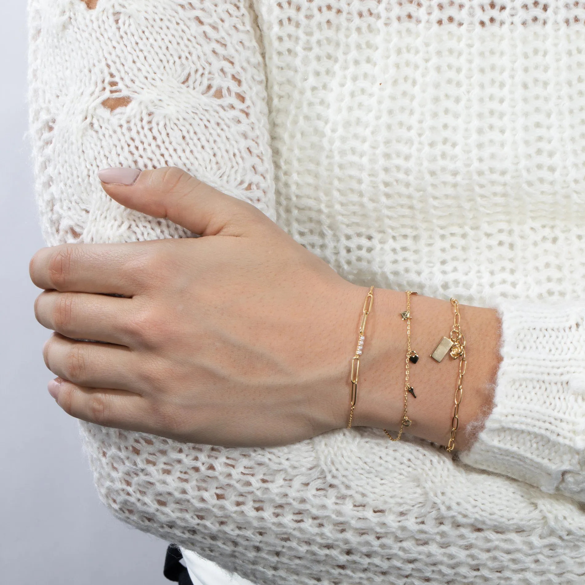 Pearl X Chain Link Bracelet