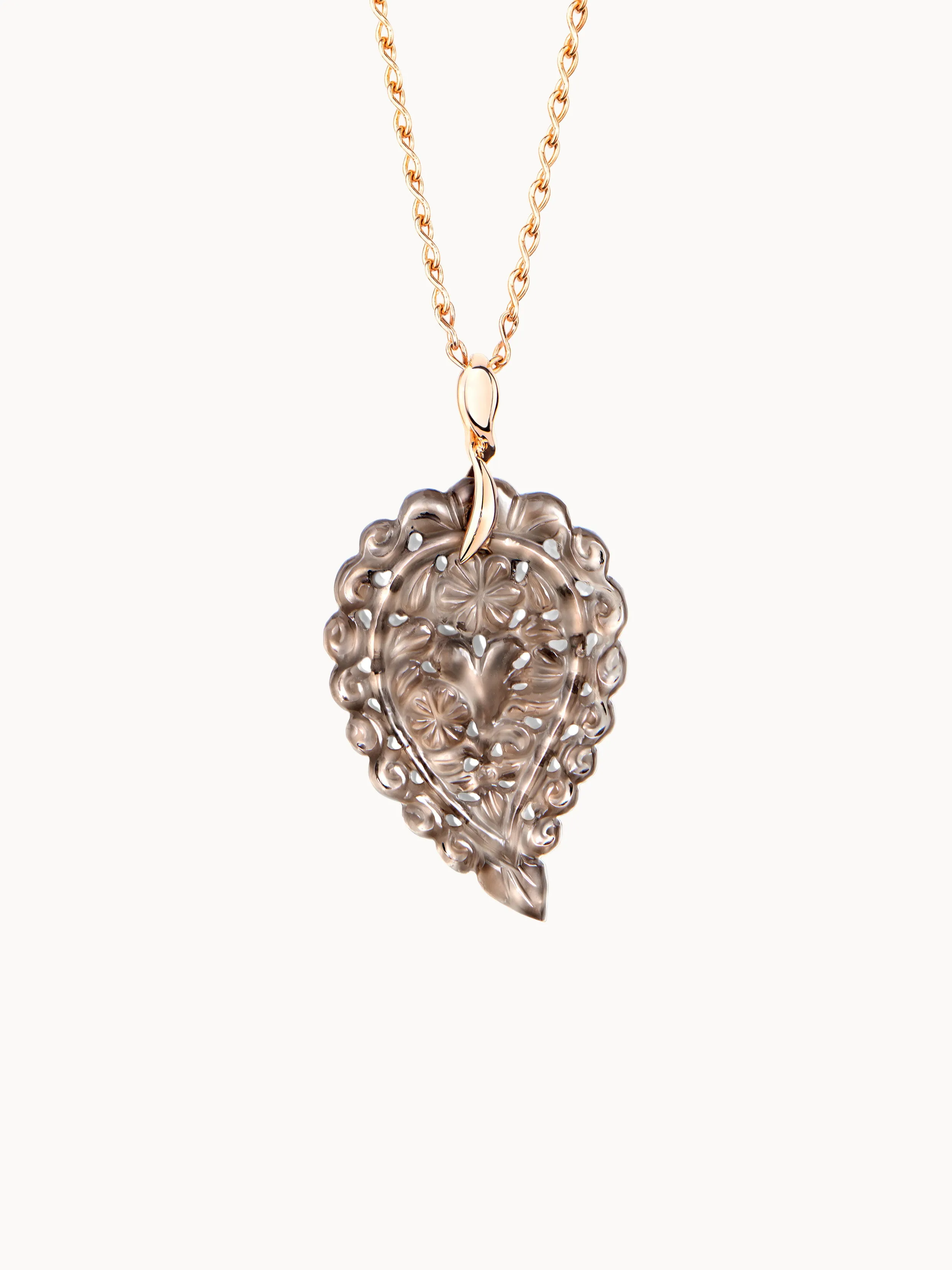Pendant INDIA medium Smoky Quartz 18K rose gold
