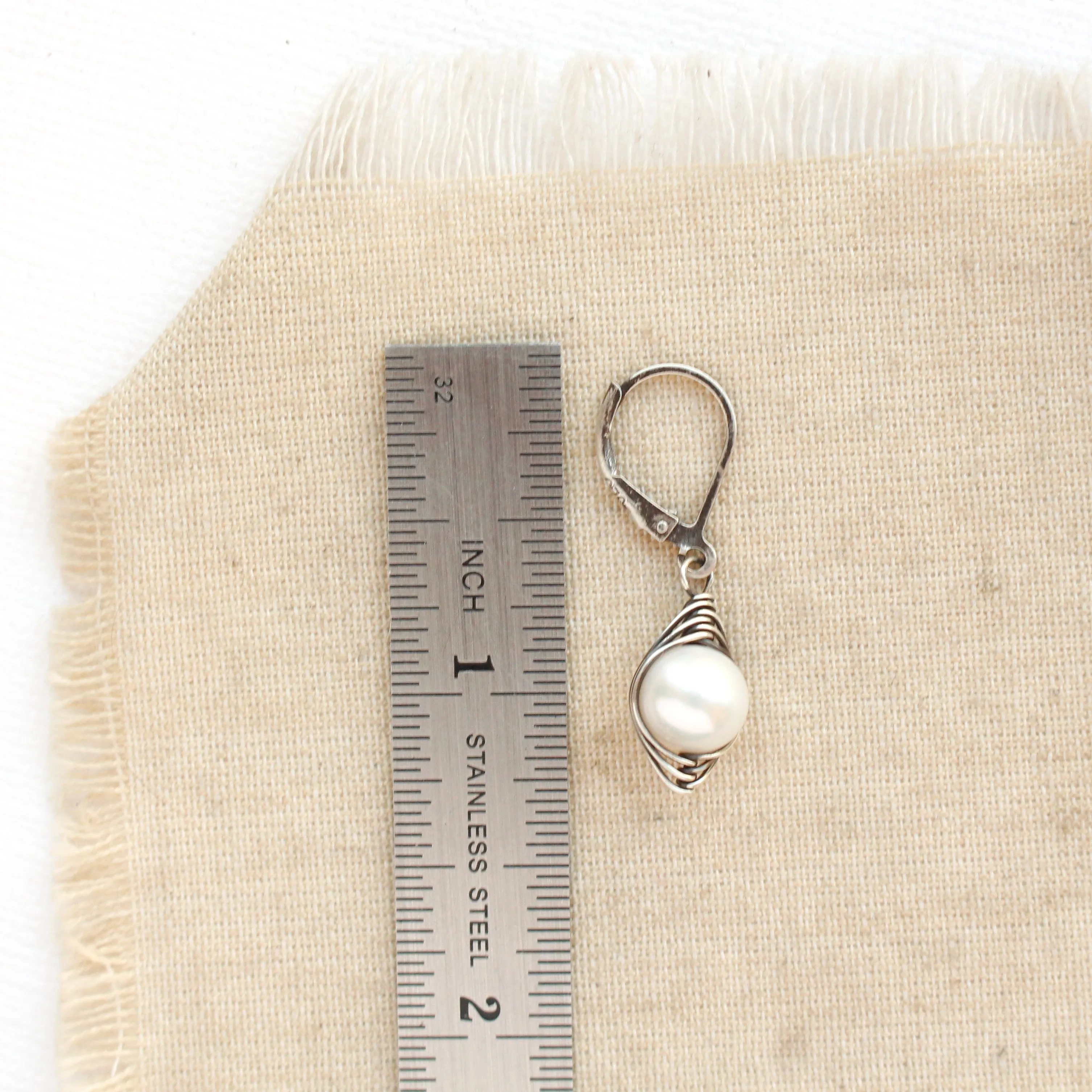 Perfect Pearl Wrapped Oxidized Silver Earrings