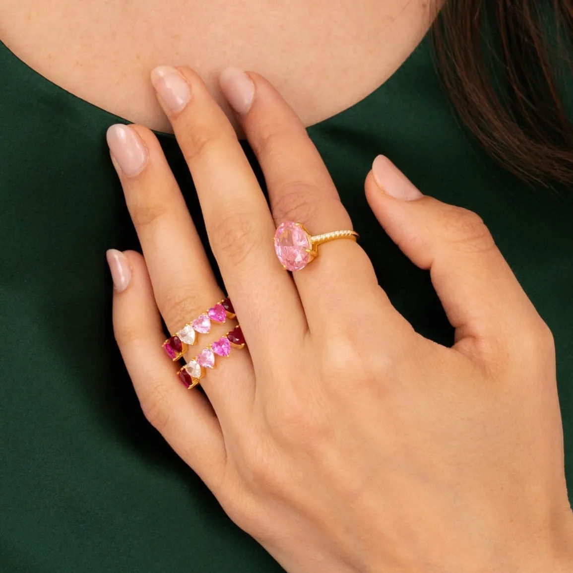 Pink Ombre Heart Eternity Band