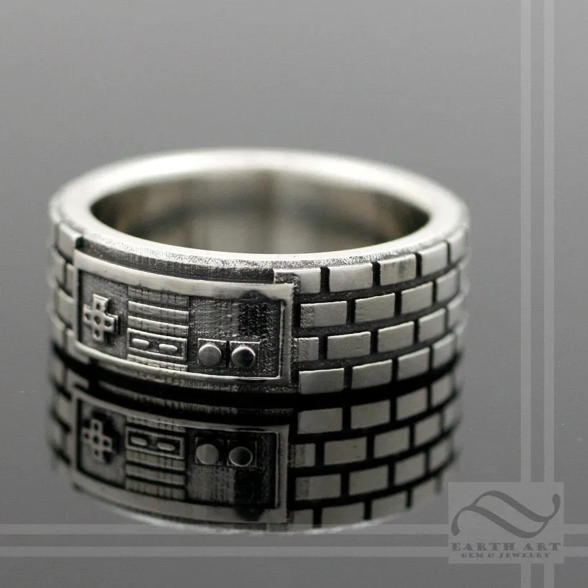 Plain Game Controller Ring - Wedding band - Solid Sterling Silver