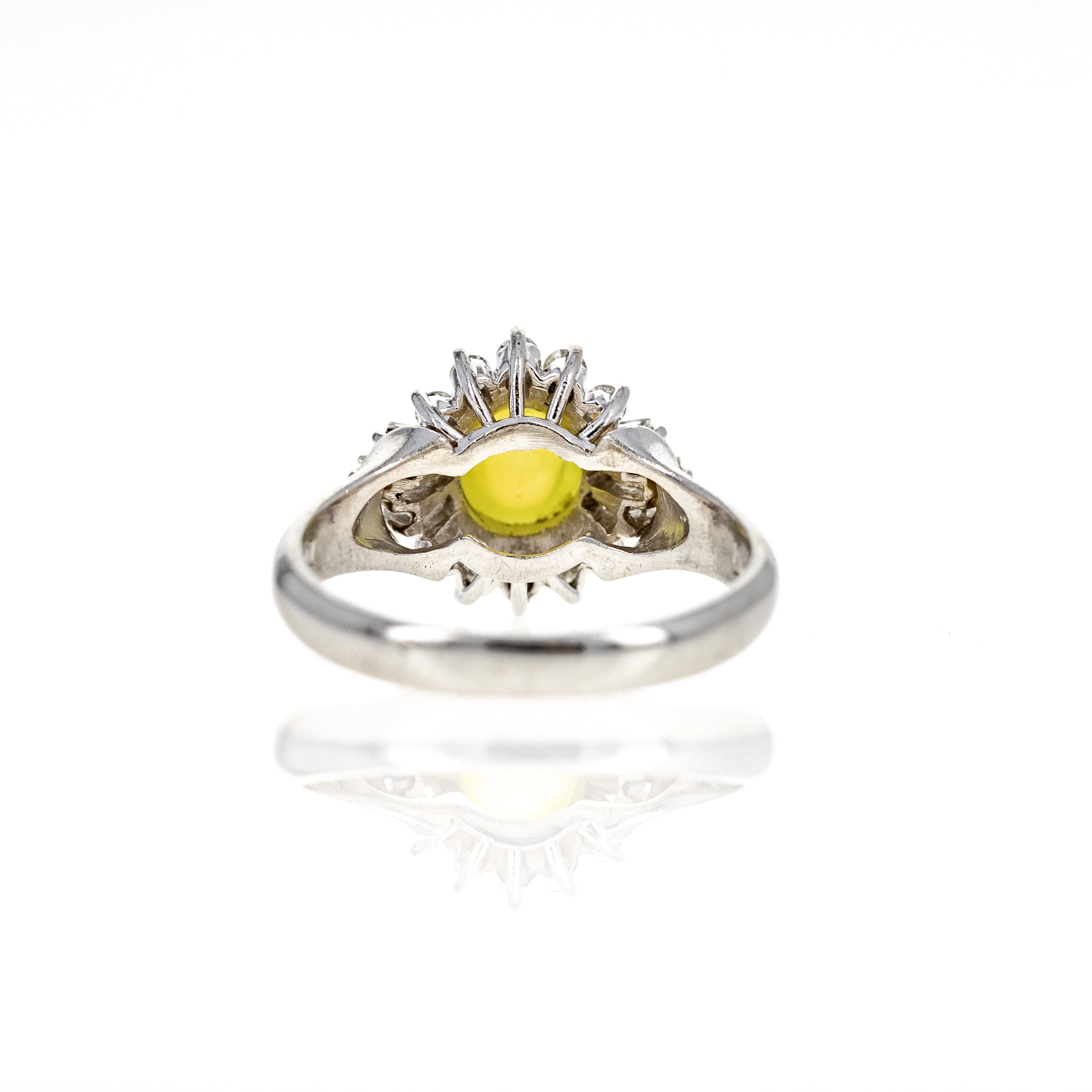 Platinum 1.57 Carat Cats Eye Chrysoberyl Diamond Halo Ring