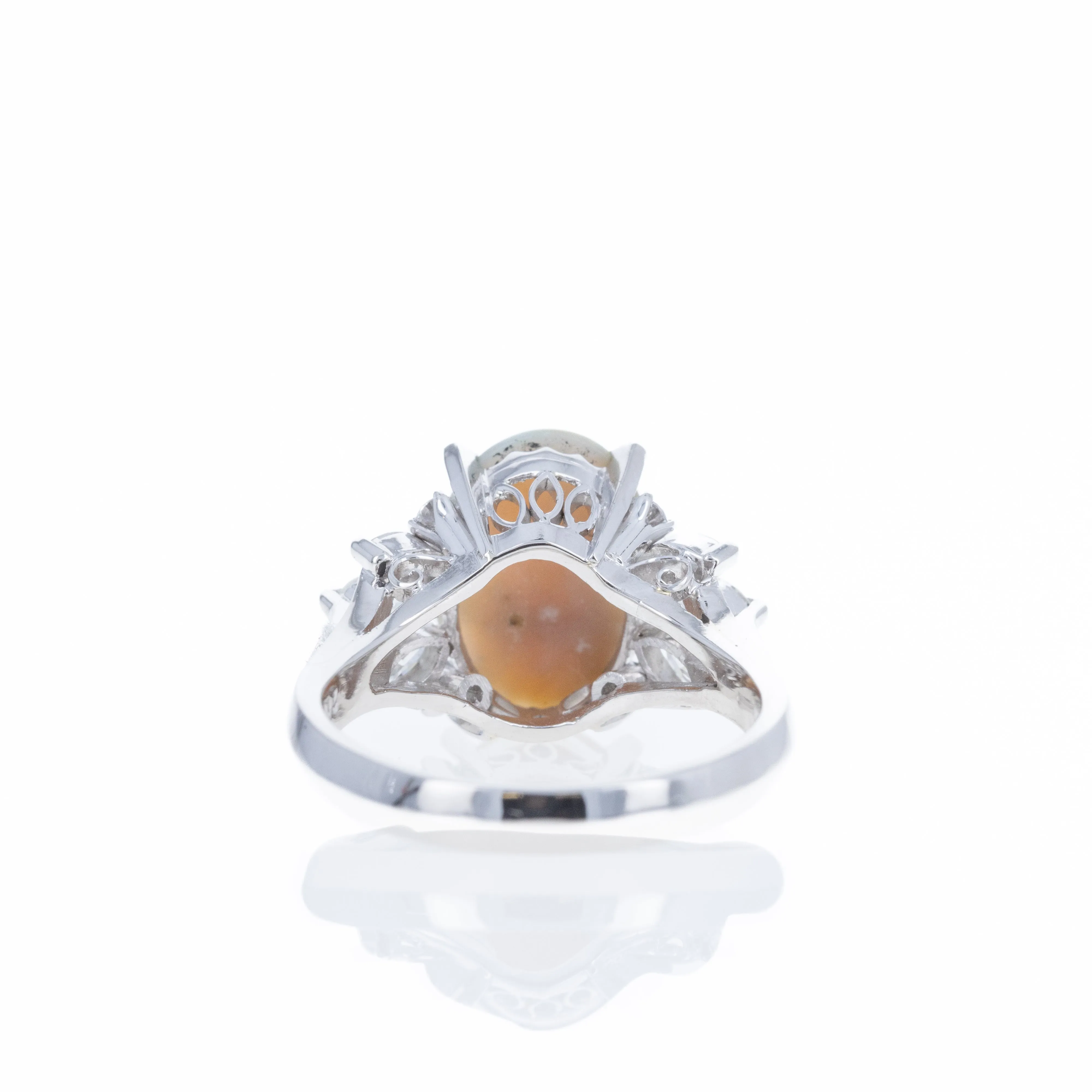 Platinum 2 Carat Opal Diamond Floral Ring