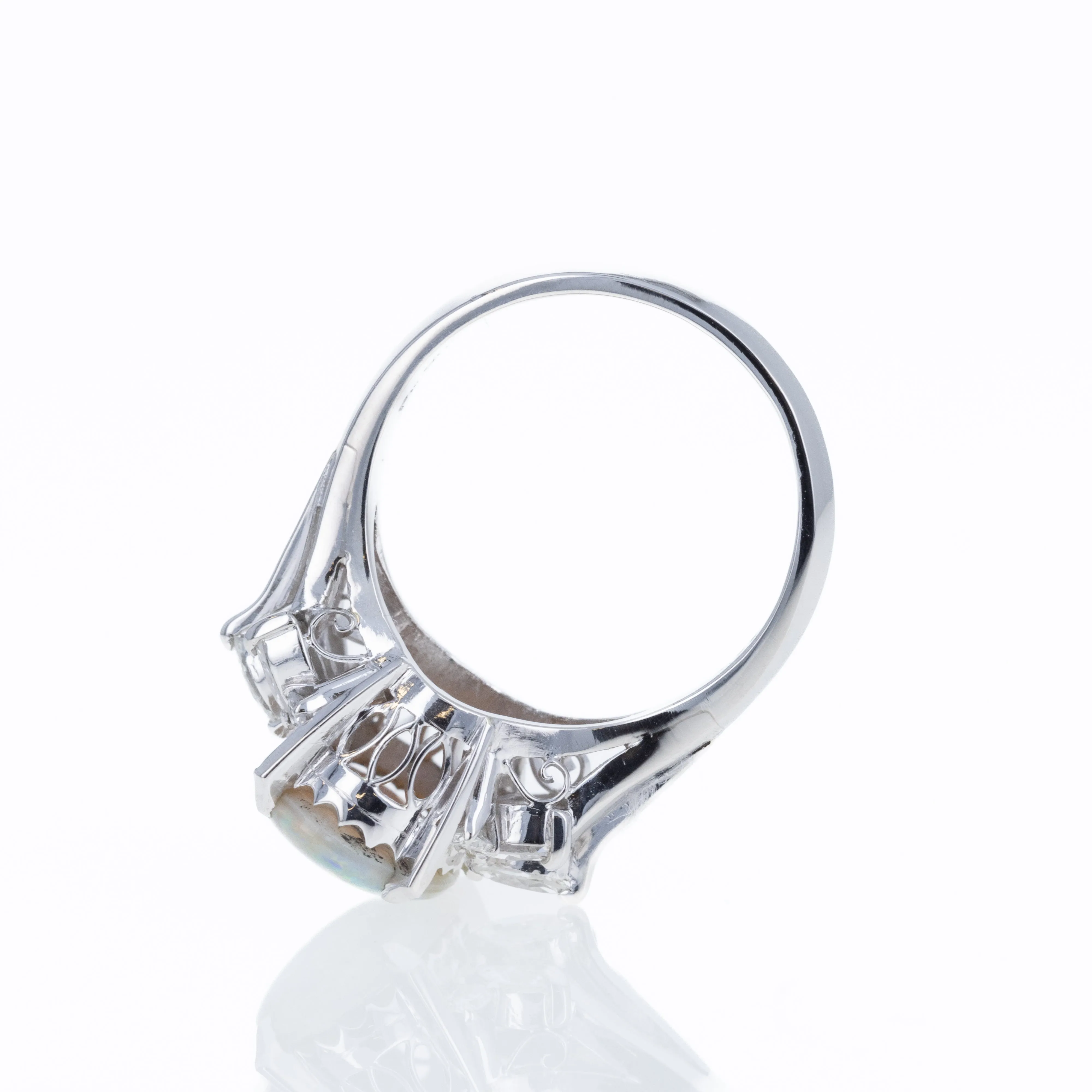 Platinum 2 Carat Opal Diamond Floral Ring