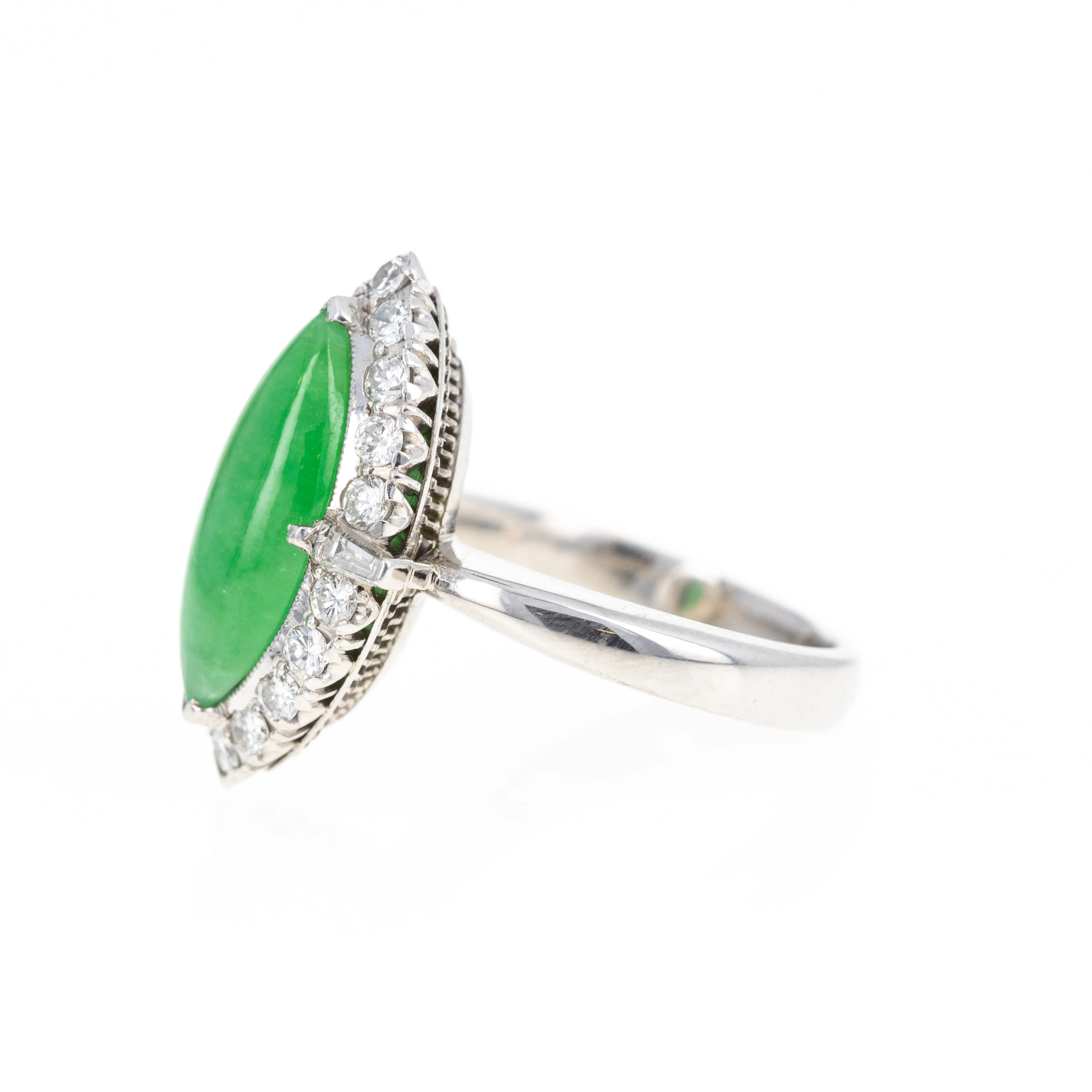 Platinum 3 Carat Jadeite Diamond Halo Ring