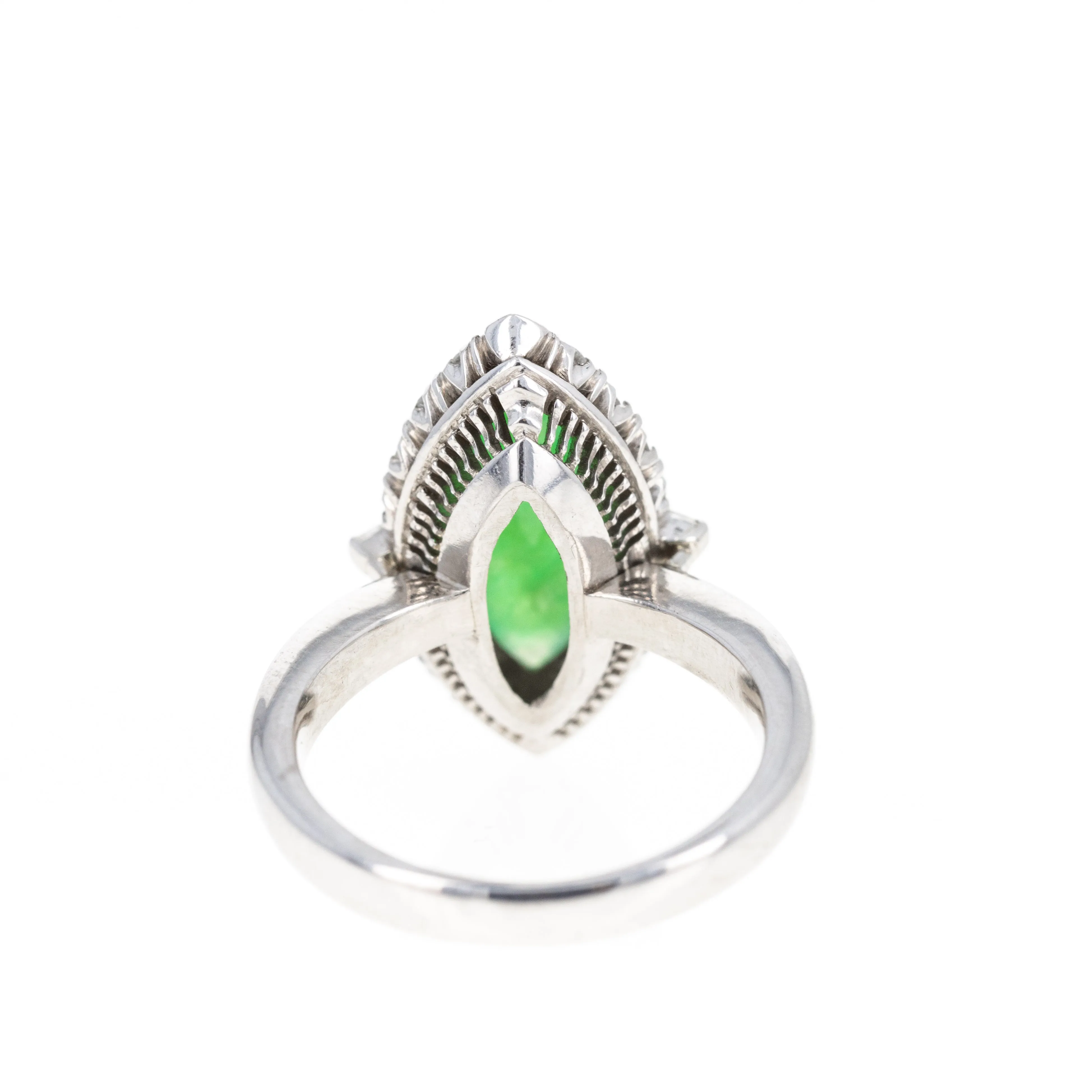 Platinum 3 Carat Jadeite Diamond Halo Ring