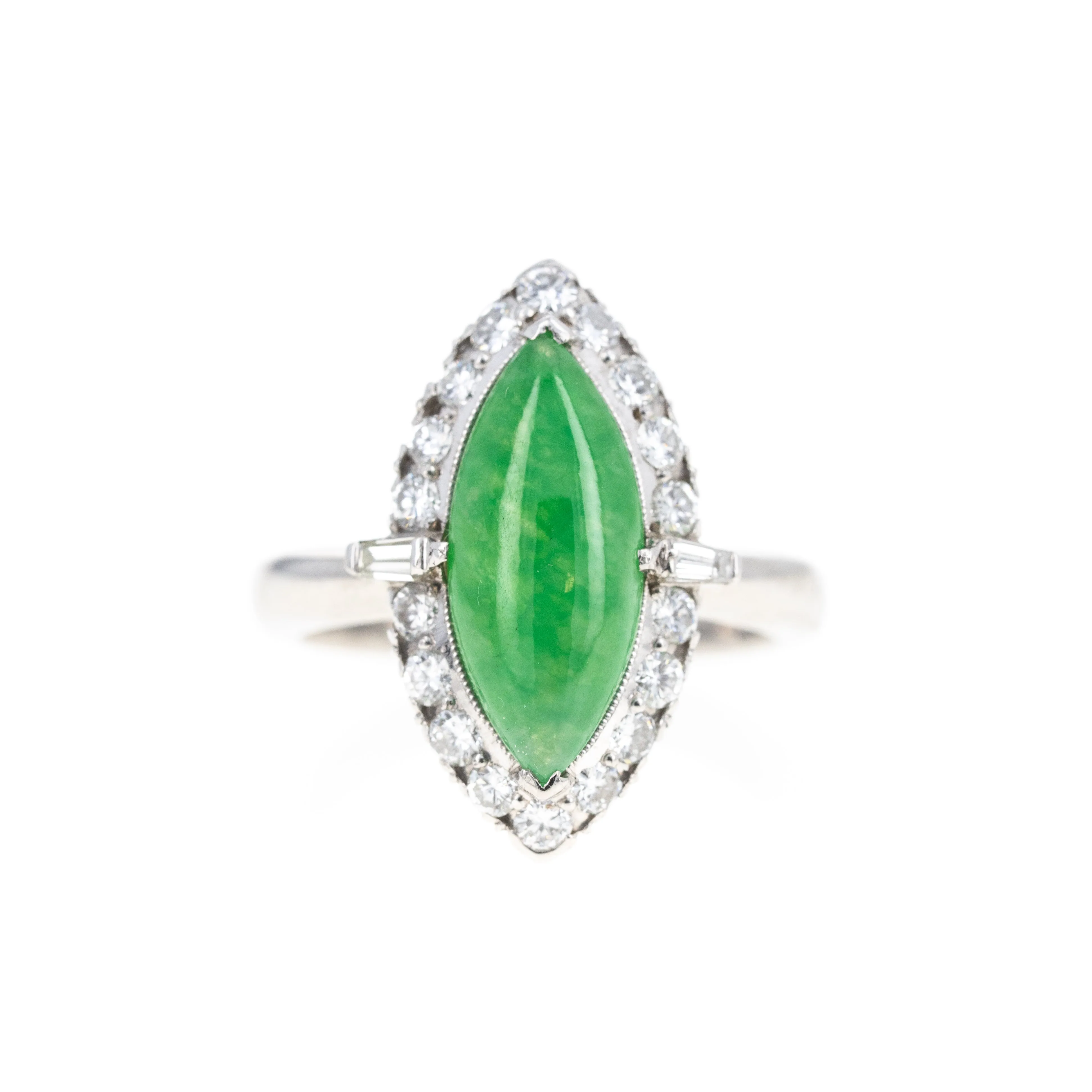 Platinum 3 Carat Jadeite Diamond Halo Ring