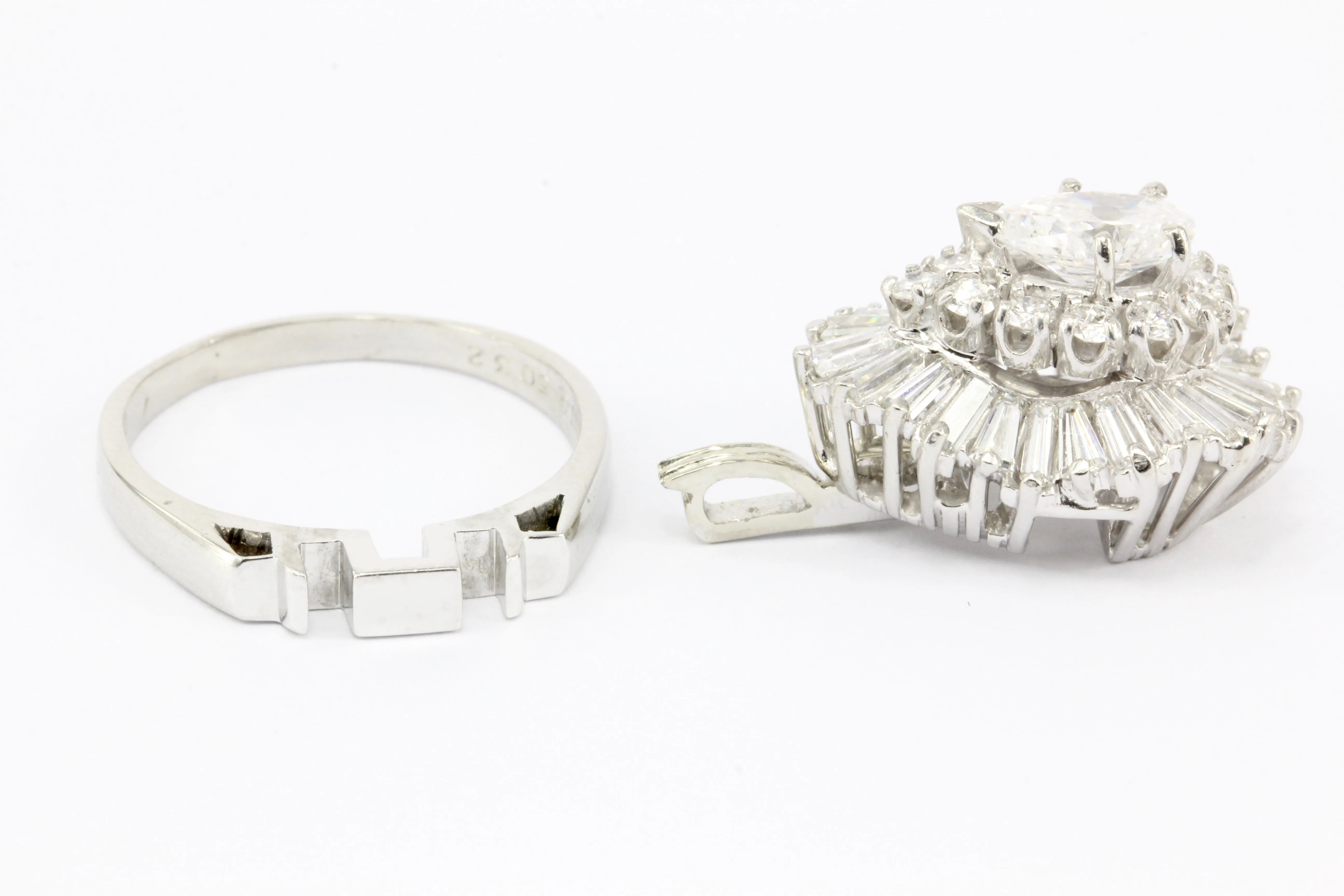Platinum 3 CTW Diamond Convertible Ring to Pendant Size 6.75