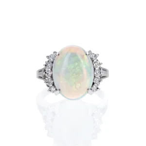 Platinum 5.03 Carat Opal Diamond Ring