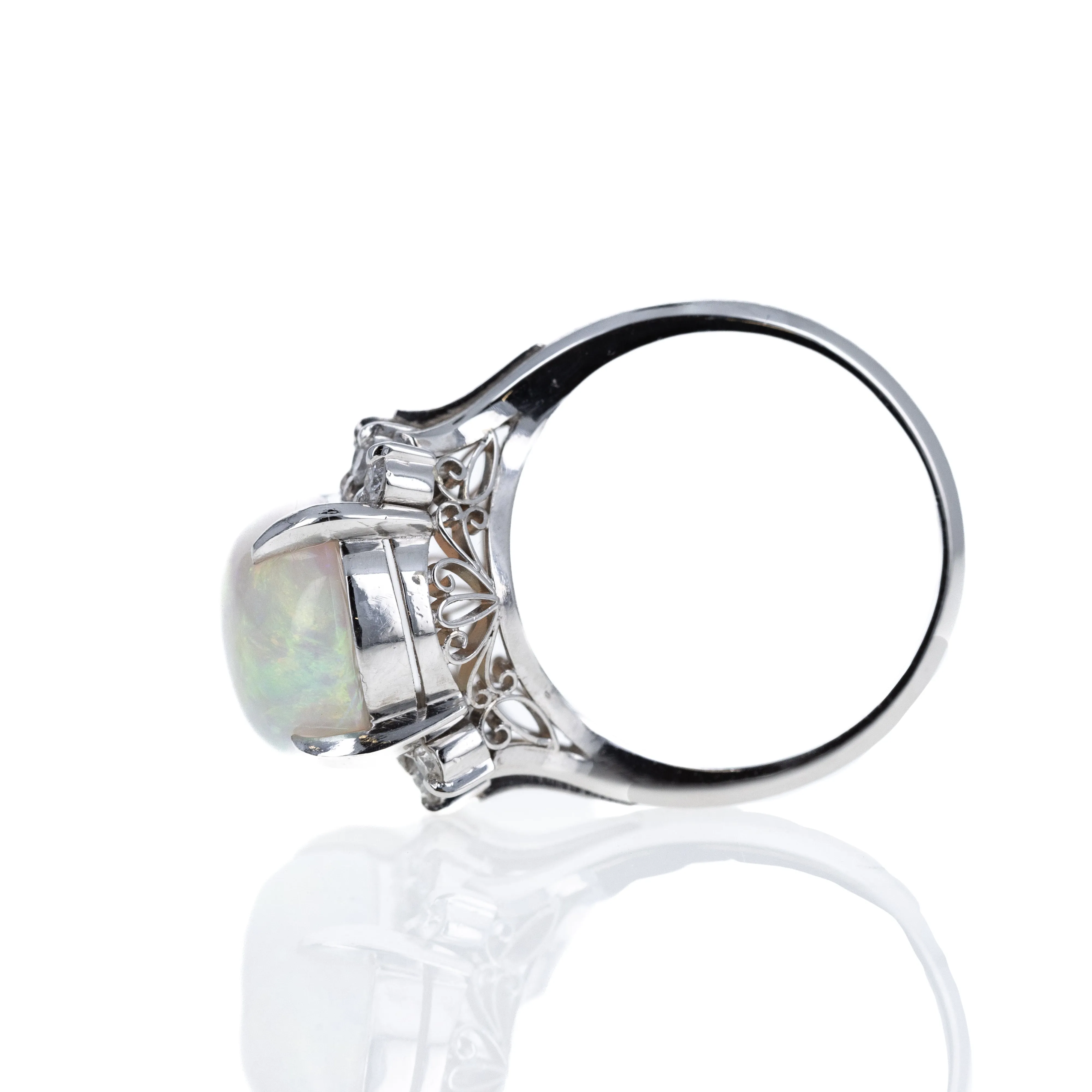 Platinum 5.03 Carat Opal Diamond Ring