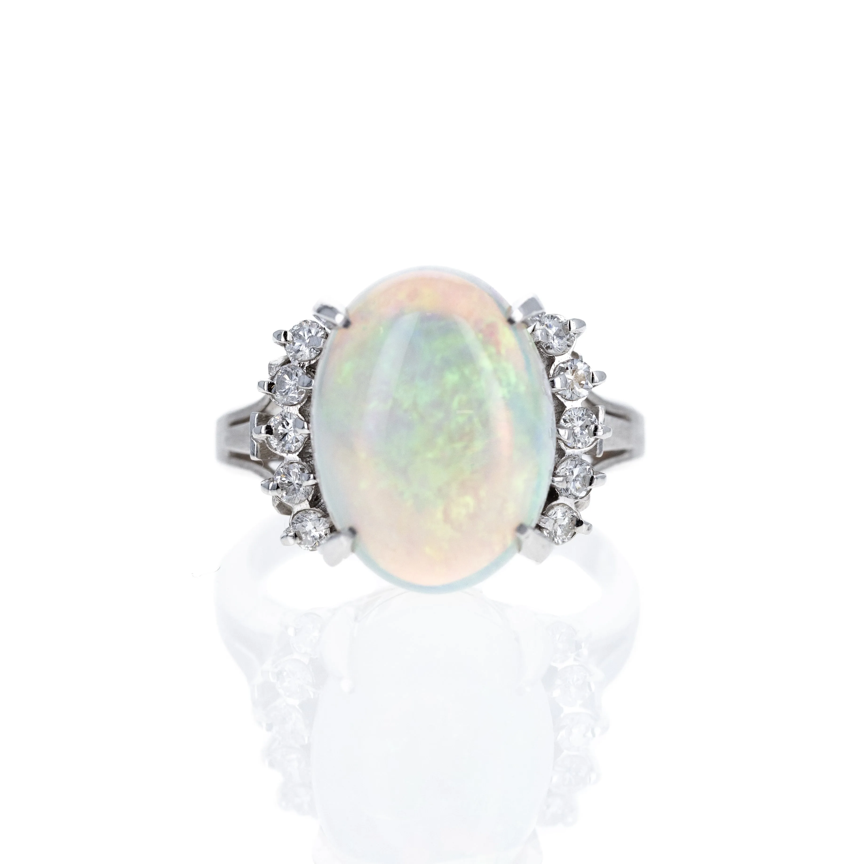 Platinum 5.03 Carat Opal Diamond Ring