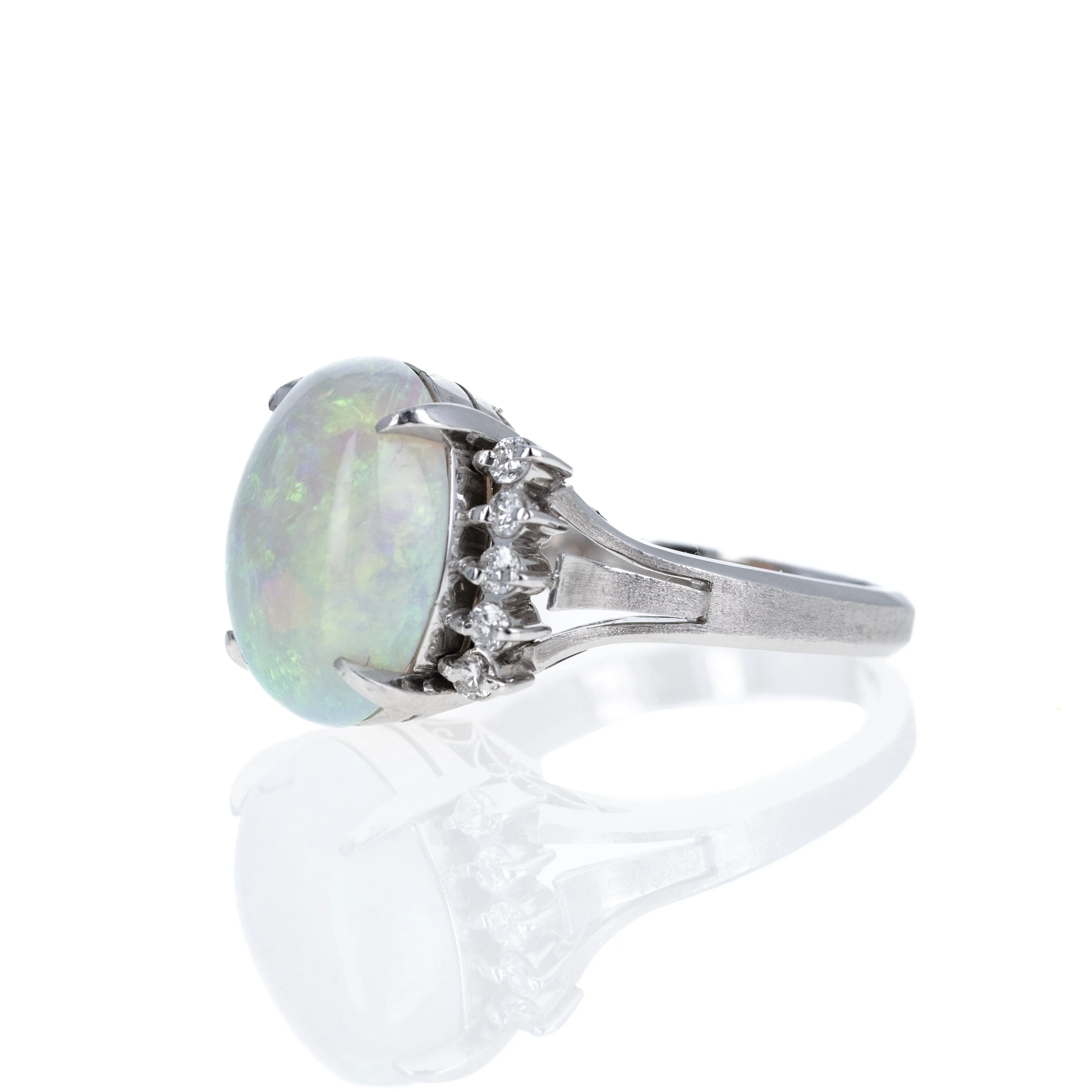 Platinum 5.03 Carat Opal Diamond Ring