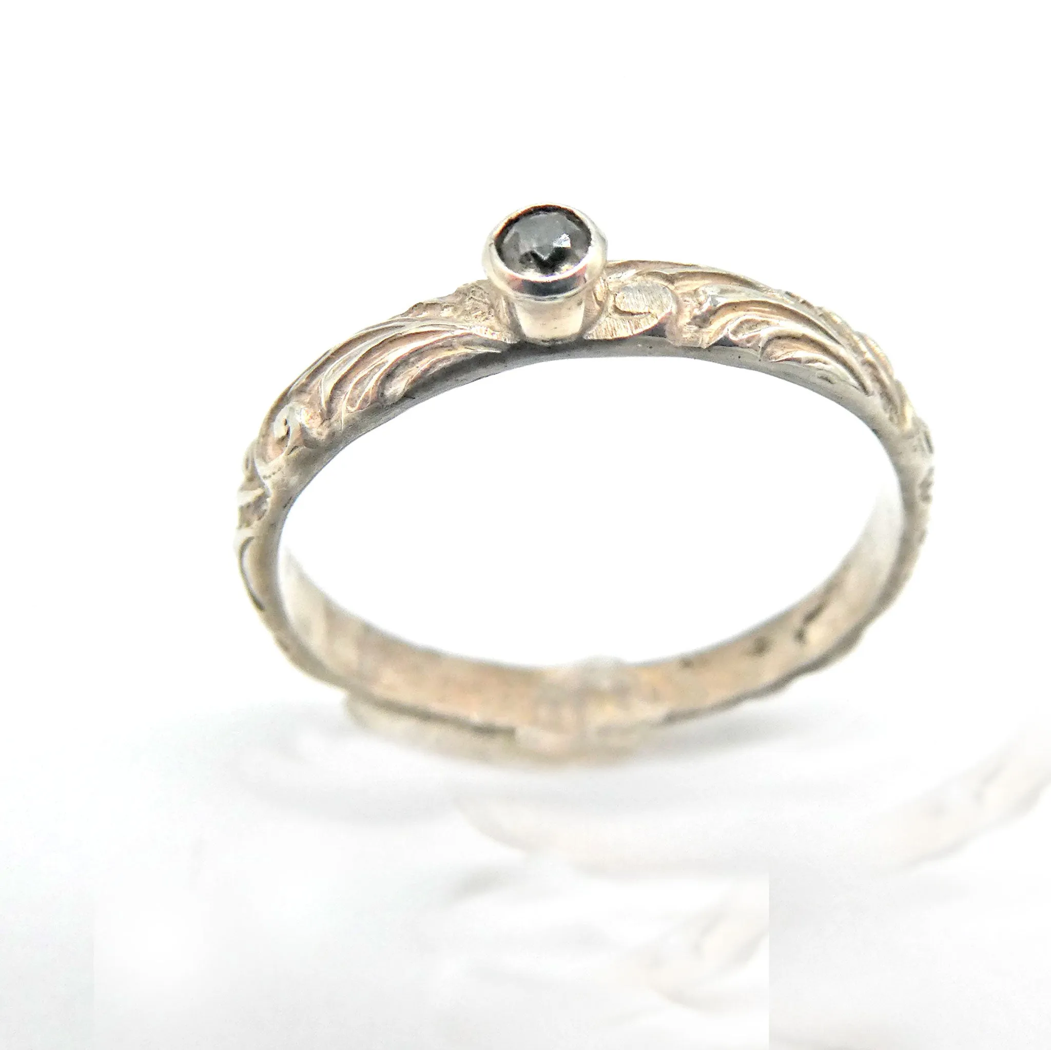 Quartz Sterling Silver Floral Stacking Ring