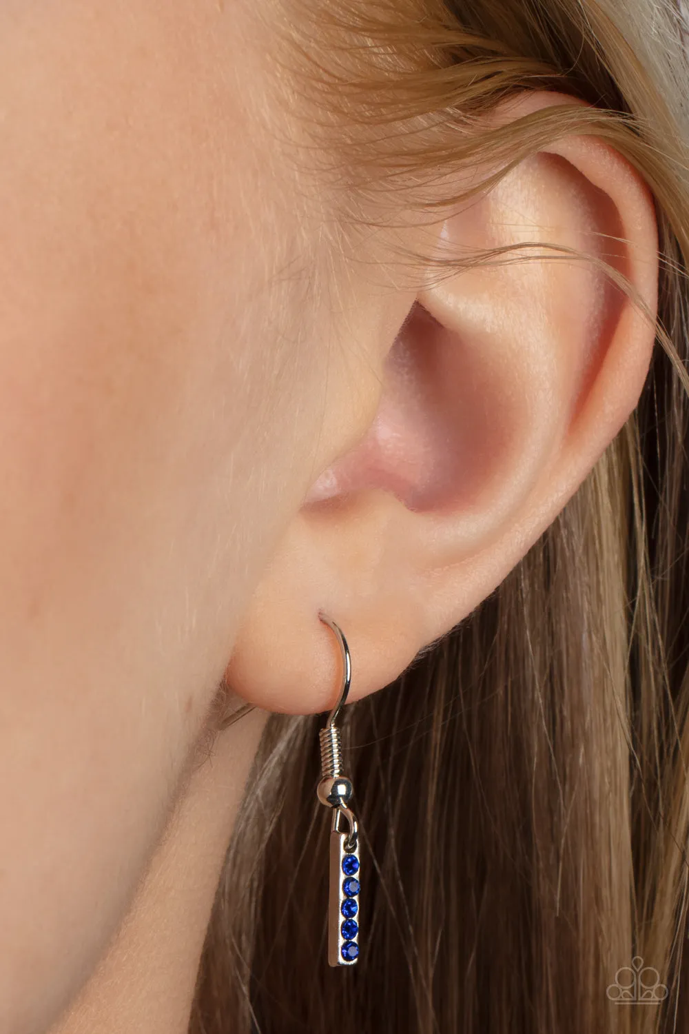 "Metro Muse" Silver Metal & Blue Rhinestone with Dripping Bars Necklace Set