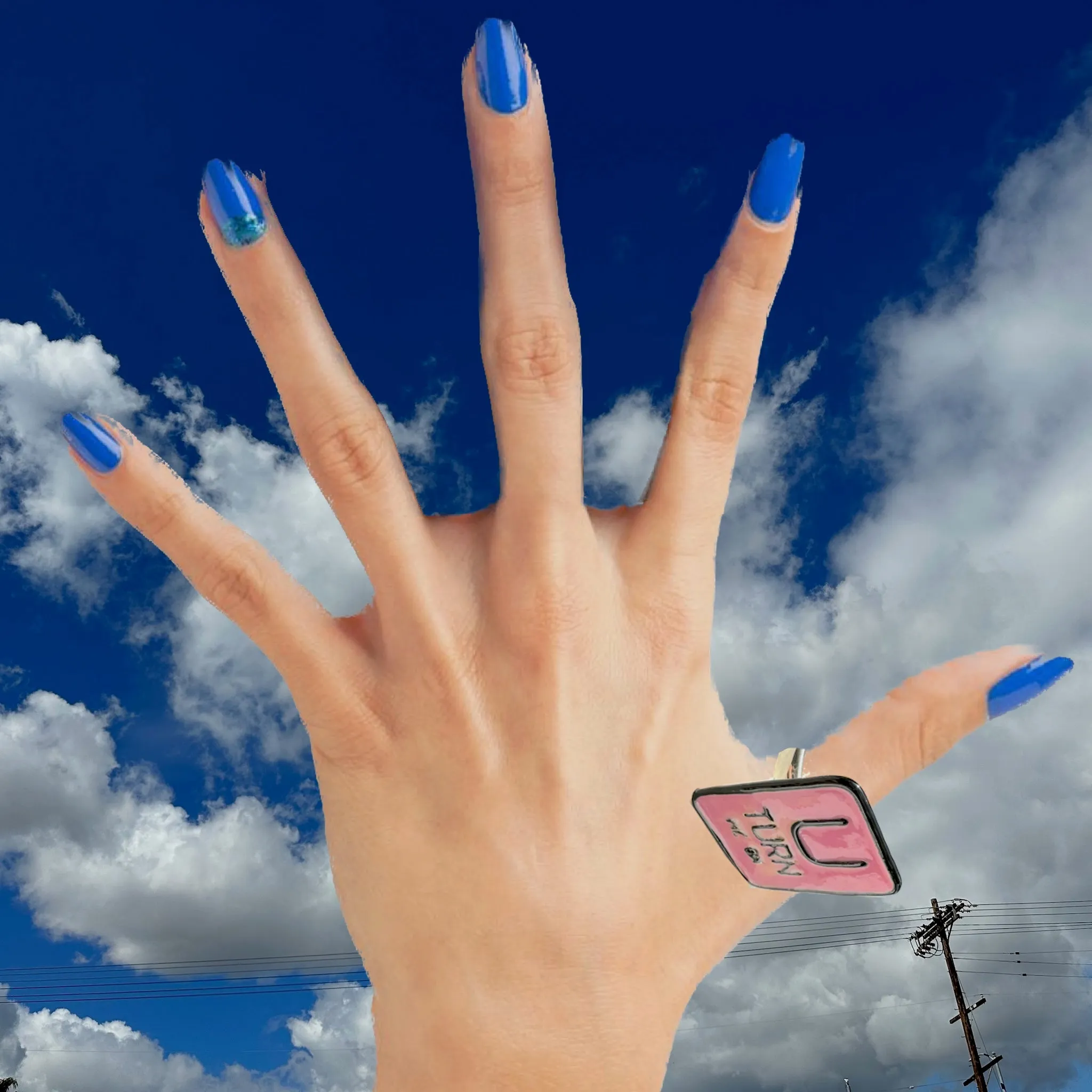"U TURN ME ON"Pop Art Sterling Silver Enameled Ring