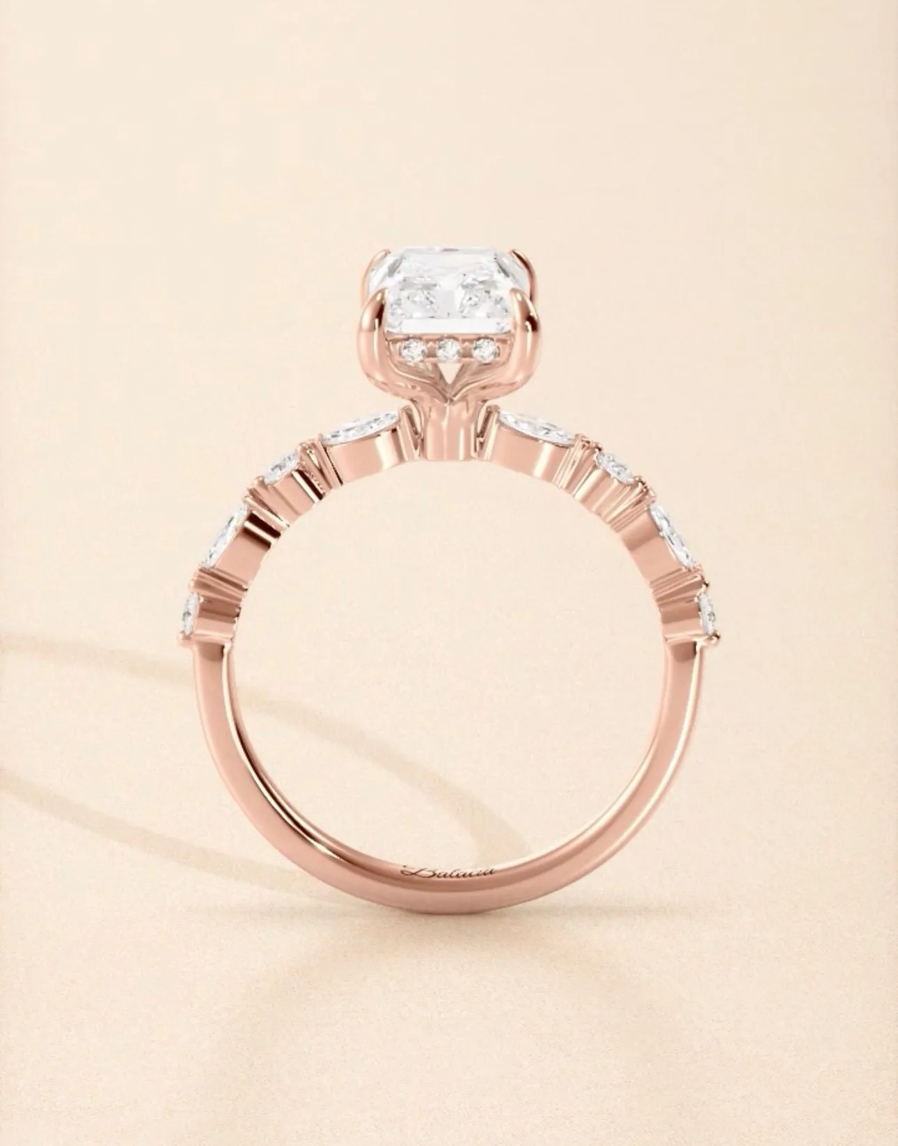 Radiant Cut Natural Diamond Dainty Engagement Ring