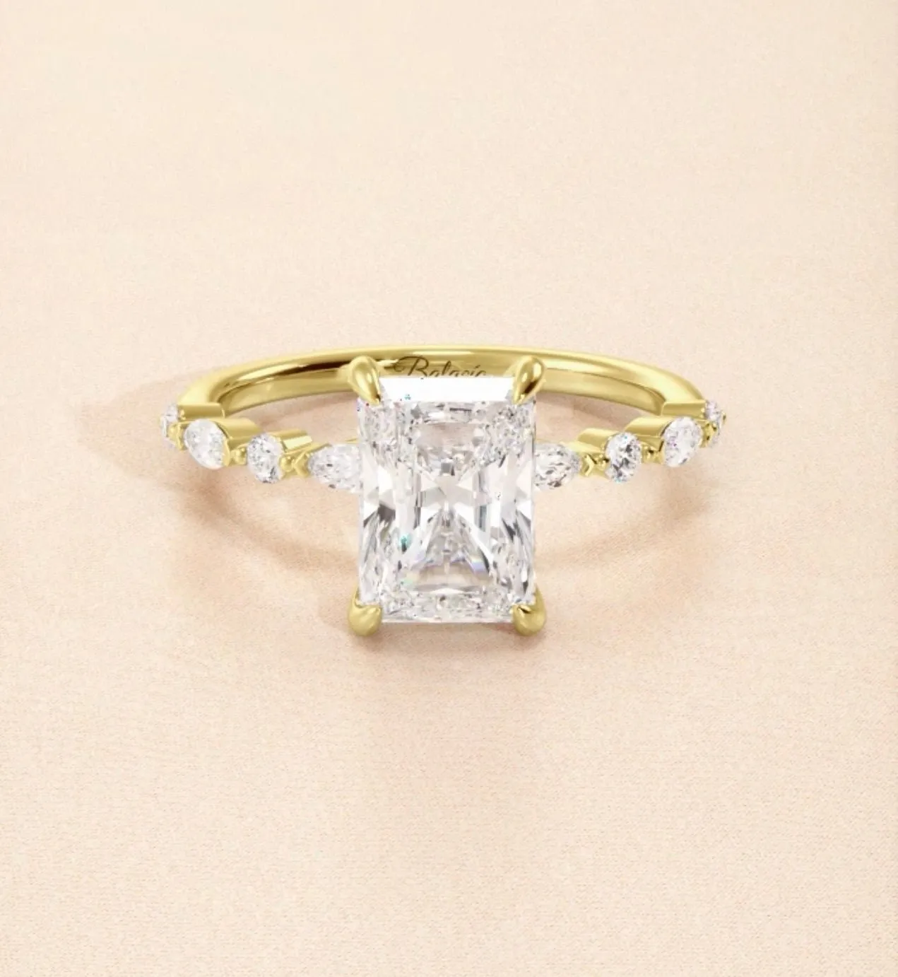 Radiant Cut Natural Diamond Dainty Engagement Ring