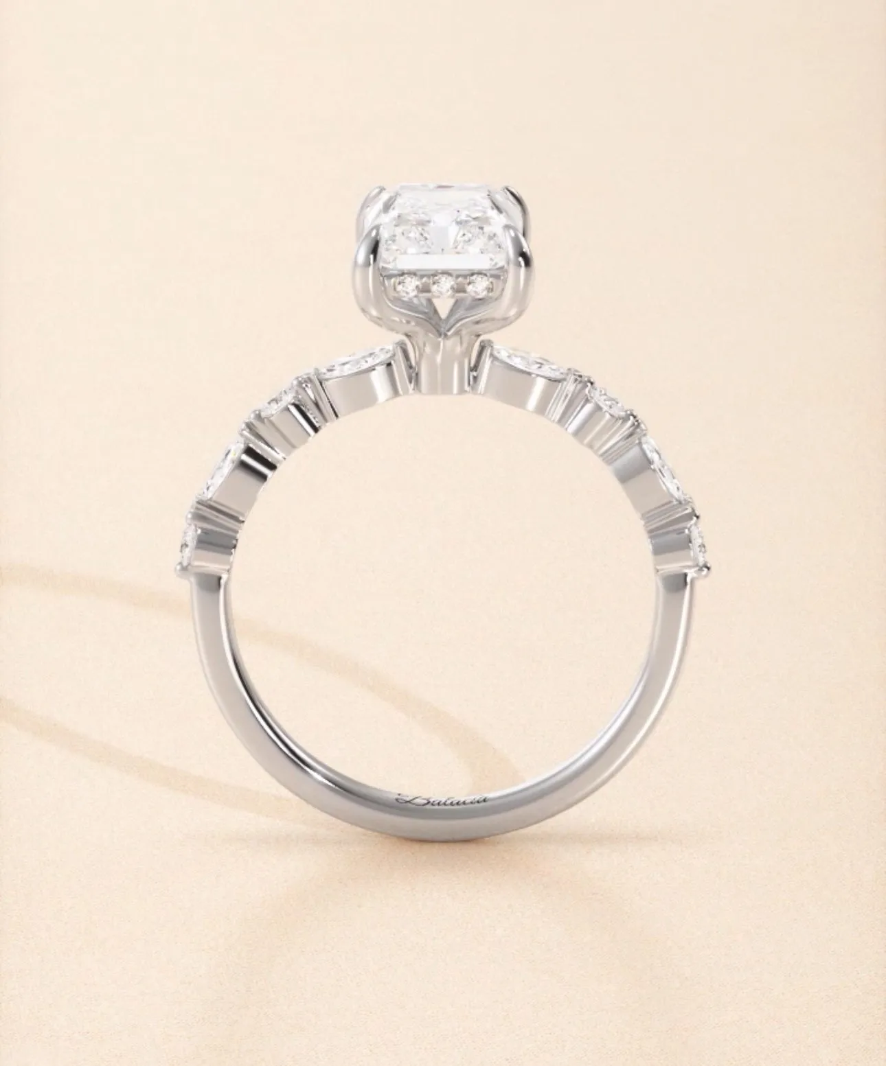 Radiant Cut Natural Diamond Dainty Engagement Ring