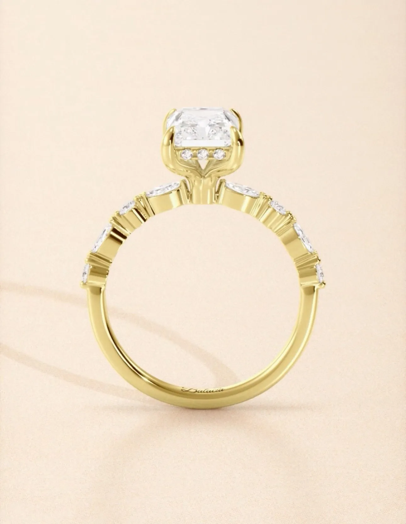 Radiant Cut Natural Diamond Dainty Engagement Ring