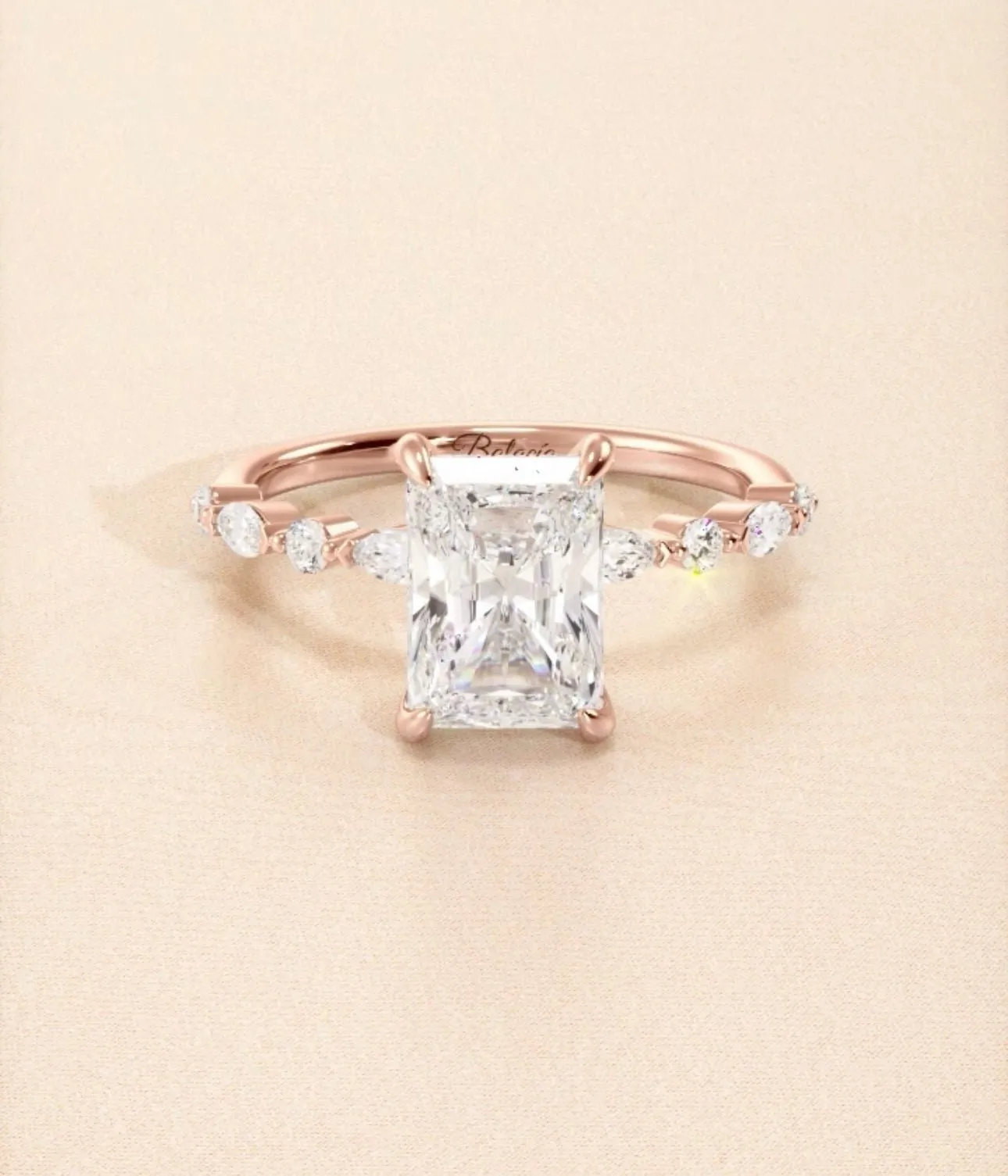 Radiant Cut Natural Diamond Dainty Engagement Ring