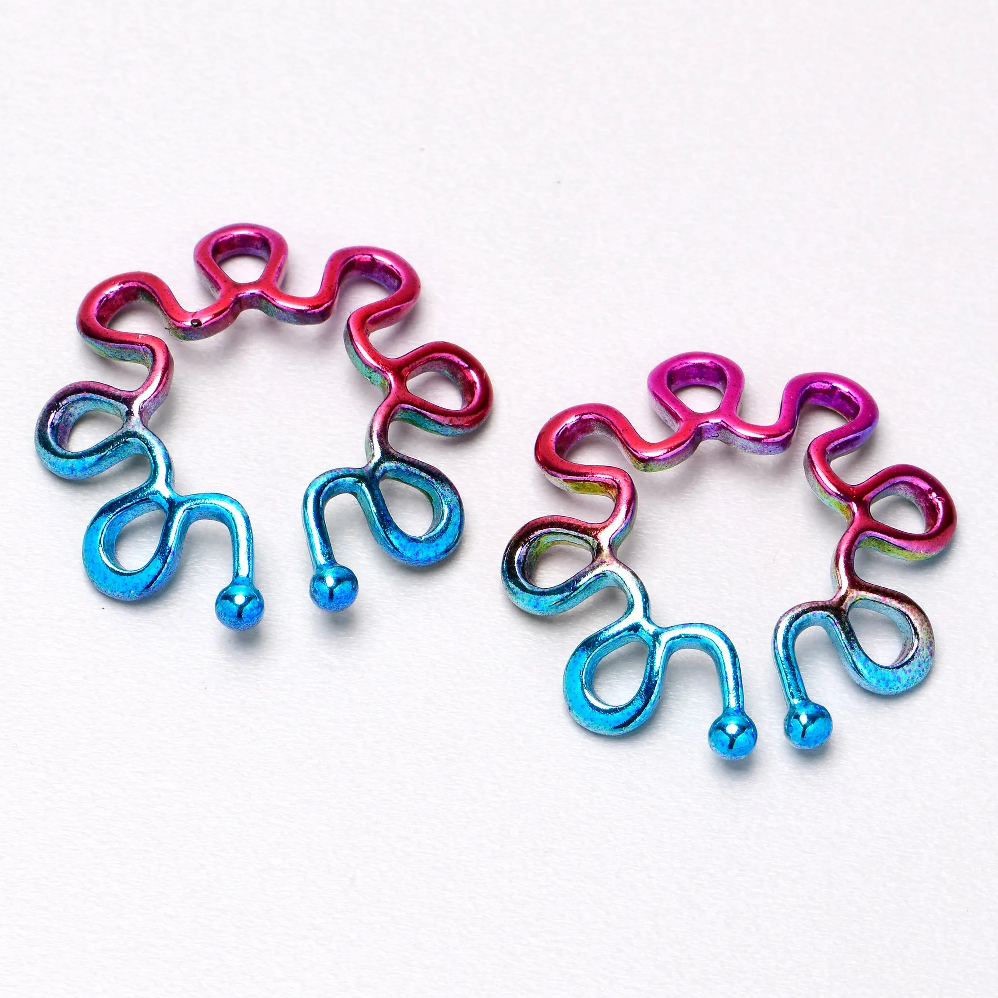 Rainbow Trippy Flower Clip On Fake Nipple Ring Set