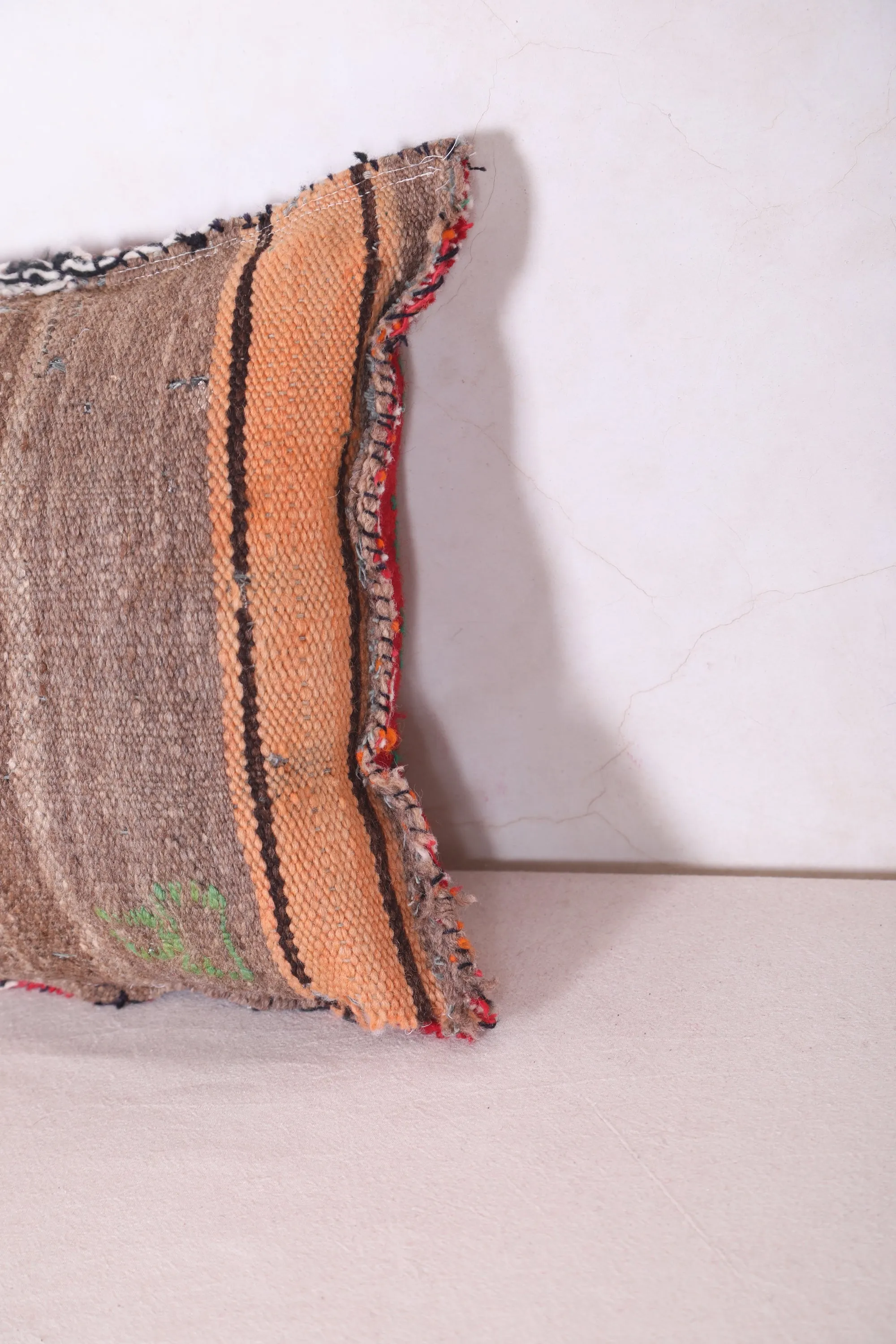 Red Moroccan Kilim Pillow 14.9 INCHES X 24 INCHES