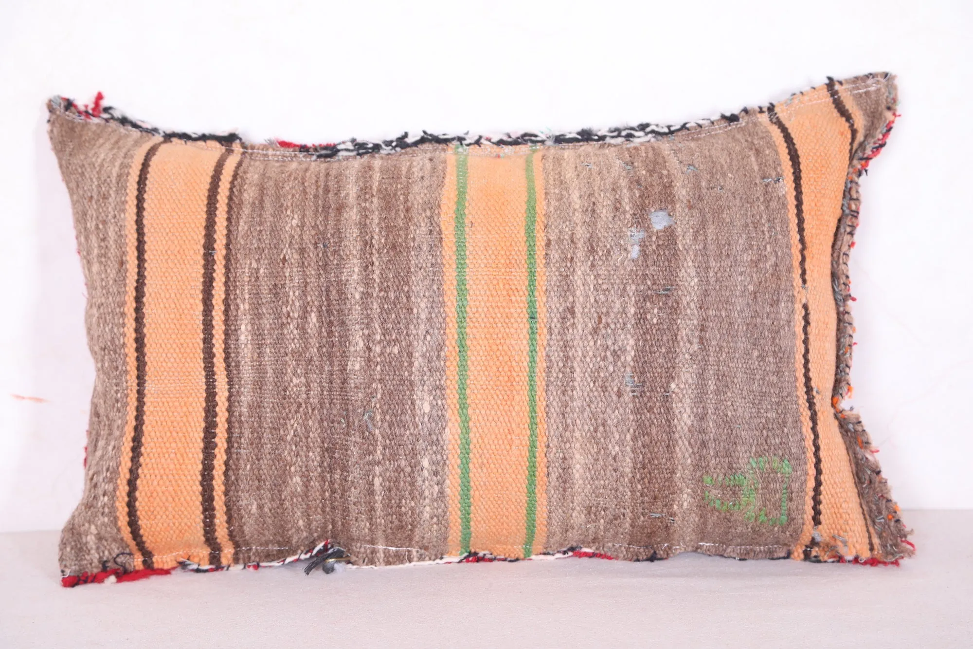Red Moroccan Kilim Pillow 14.9 INCHES X 24 INCHES