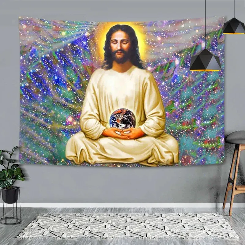 Religious Jesus Figure Tapestry Room Decor Christ Virgen Mary Tarot Wall Hanging Decoration Tapisserie Orthodox Priest Gift
