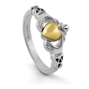 Retired Ladies Silver Claddagh Ring With 10K Gold Heart LS-BCLAD107M-MIX