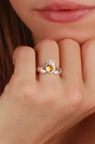 Retired NOVEMBER Birthstone Silver Claddagh Ring LS-BSR-11