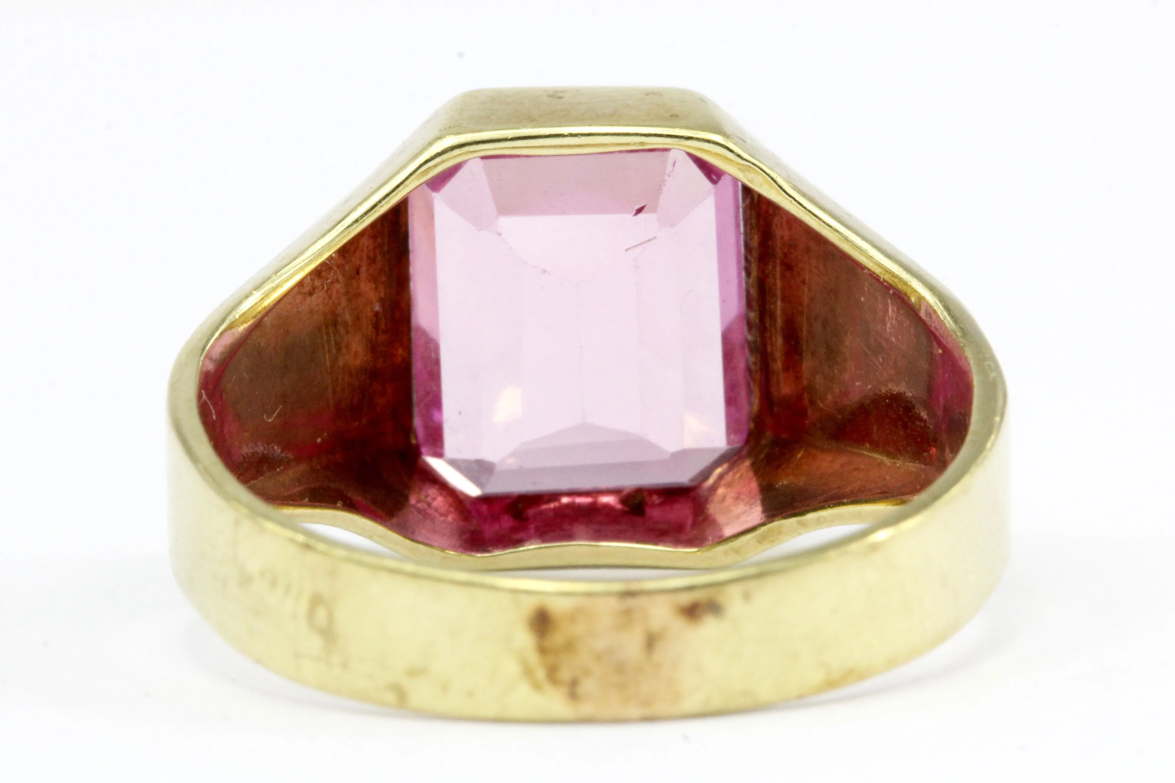 Retro 10K Yellow Gold Pink Sapphire Ring Size 7