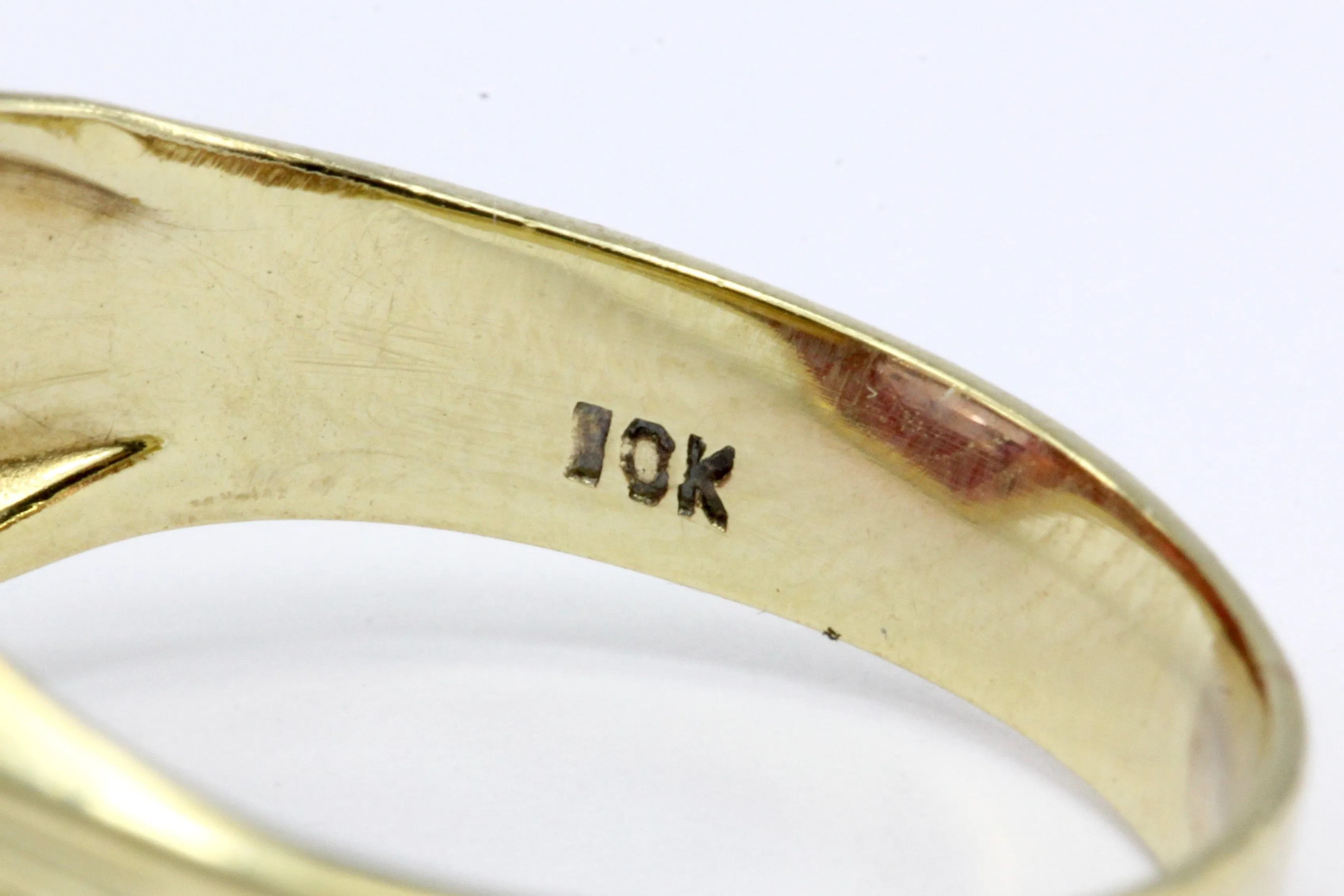 Retro 10K Yellow Gold Pink Sapphire Ring Size 7