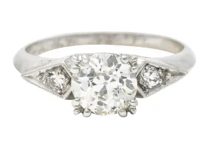 Retro 1.17 CTW Old European Cut Diamond Platinum Engagement Ring GIA