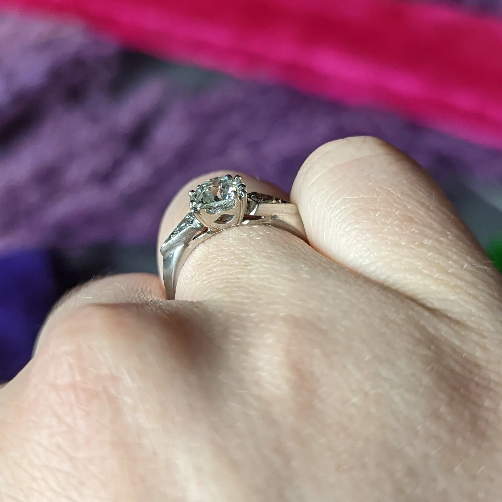 Retro 1.17 CTW Old European Cut Diamond Platinum Engagement Ring GIA