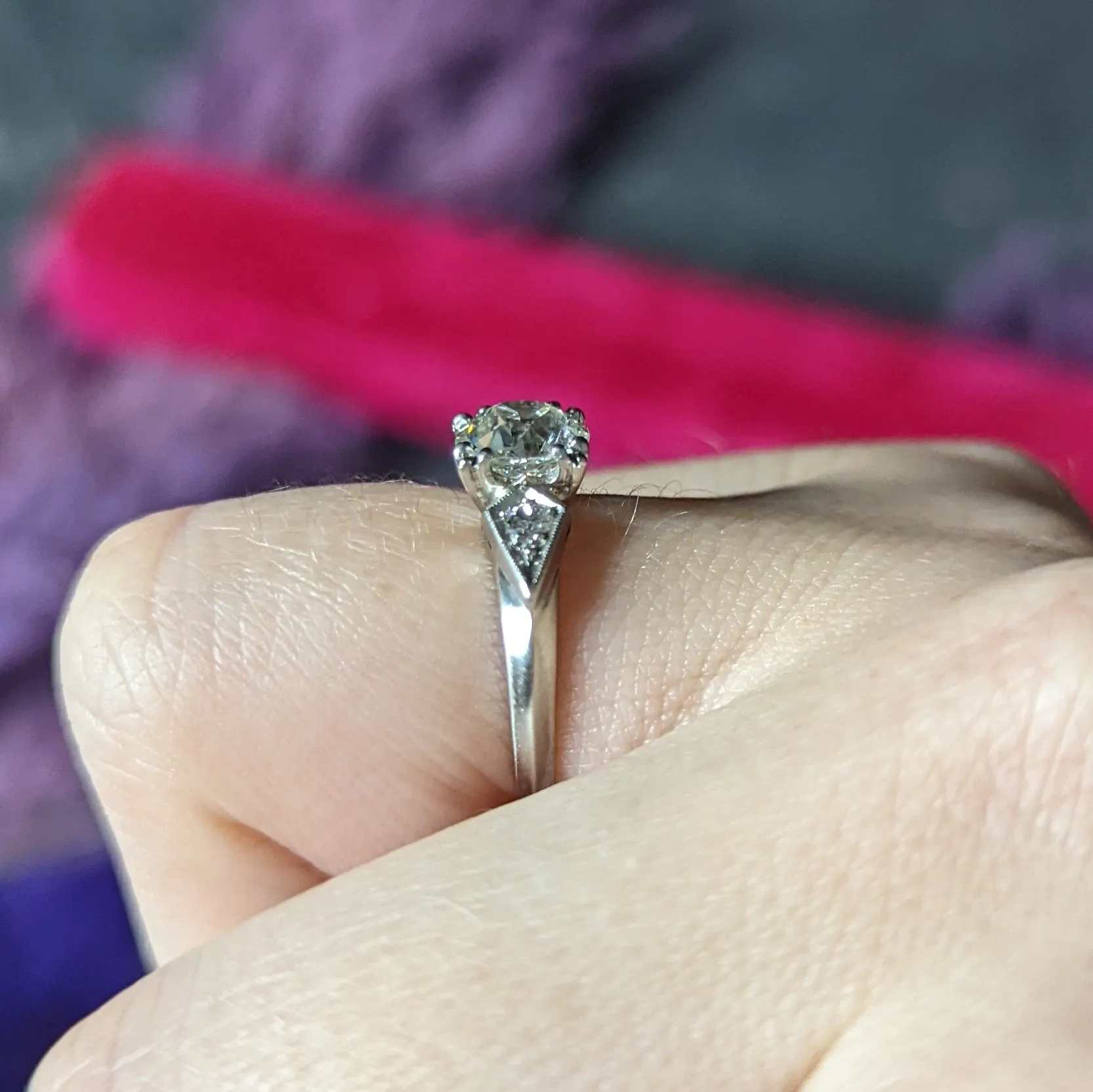 Retro 1.17 CTW Old European Cut Diamond Platinum Engagement Ring GIA