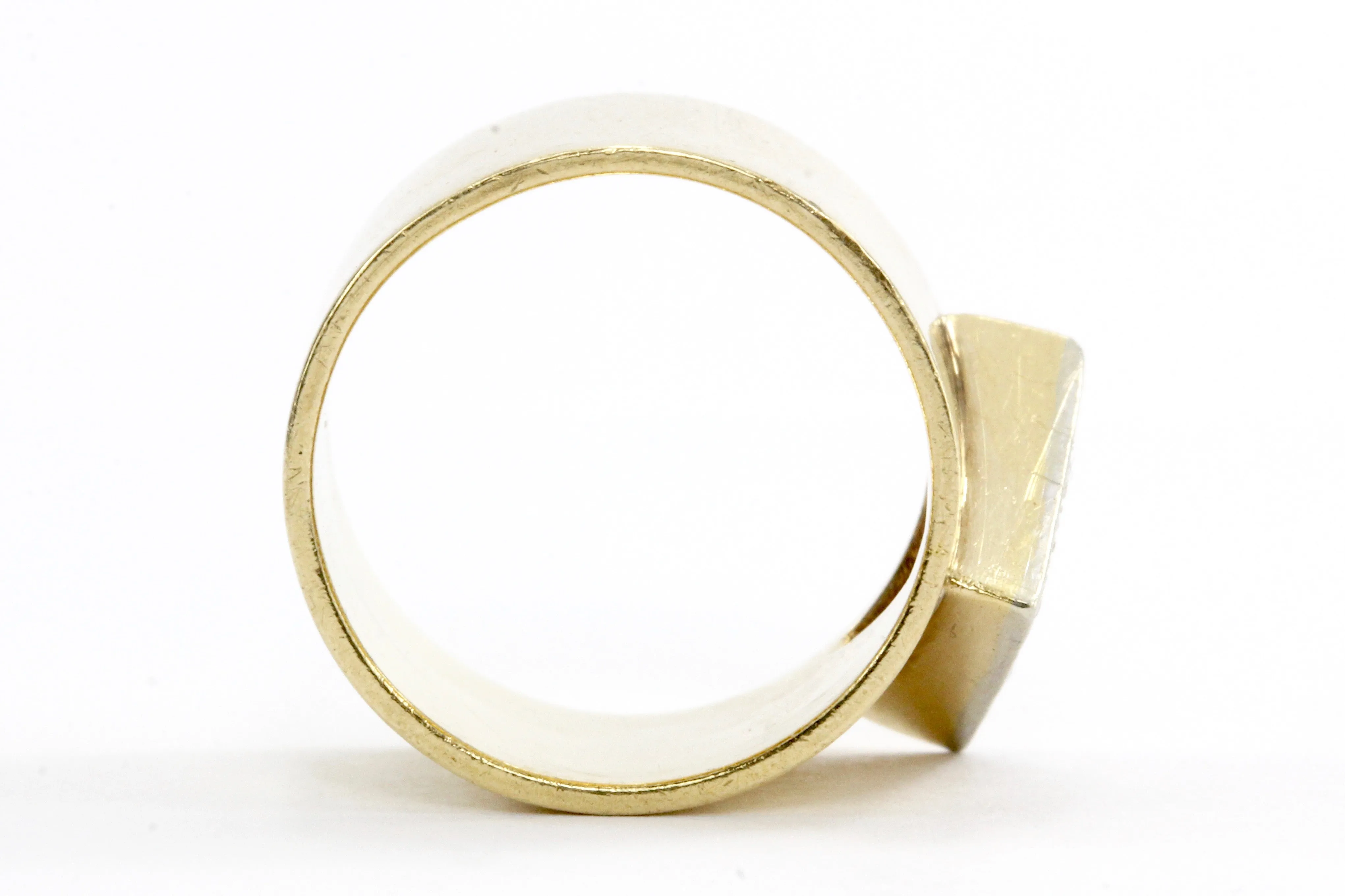 Retro 14K Gold Diamond Triangle Band Ring c.1970's