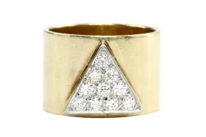Retro 14K Gold Diamond Triangle Band Ring c.1970's