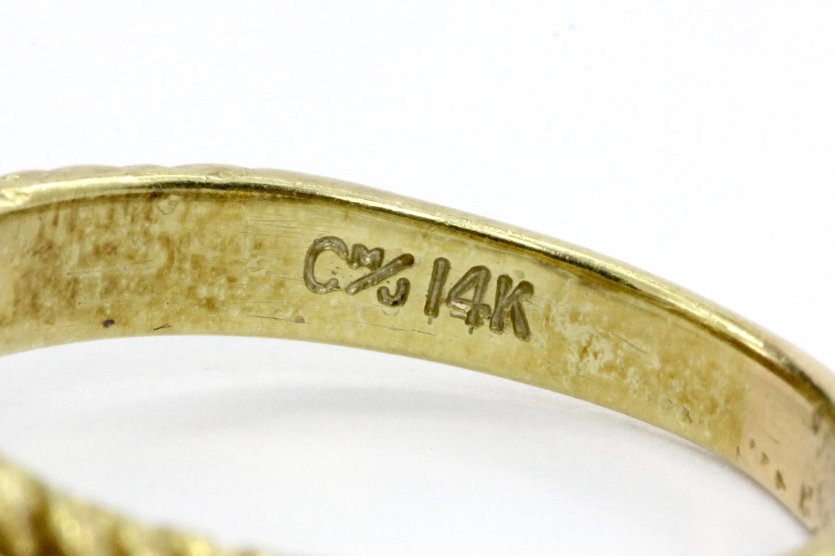 Retro 14K Gold Opal Diamond & Enamel Leaf Ring C.1960's