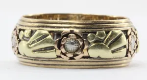 Retro 14K Multi-tone Tricolor Gold Ring Band c.1940s