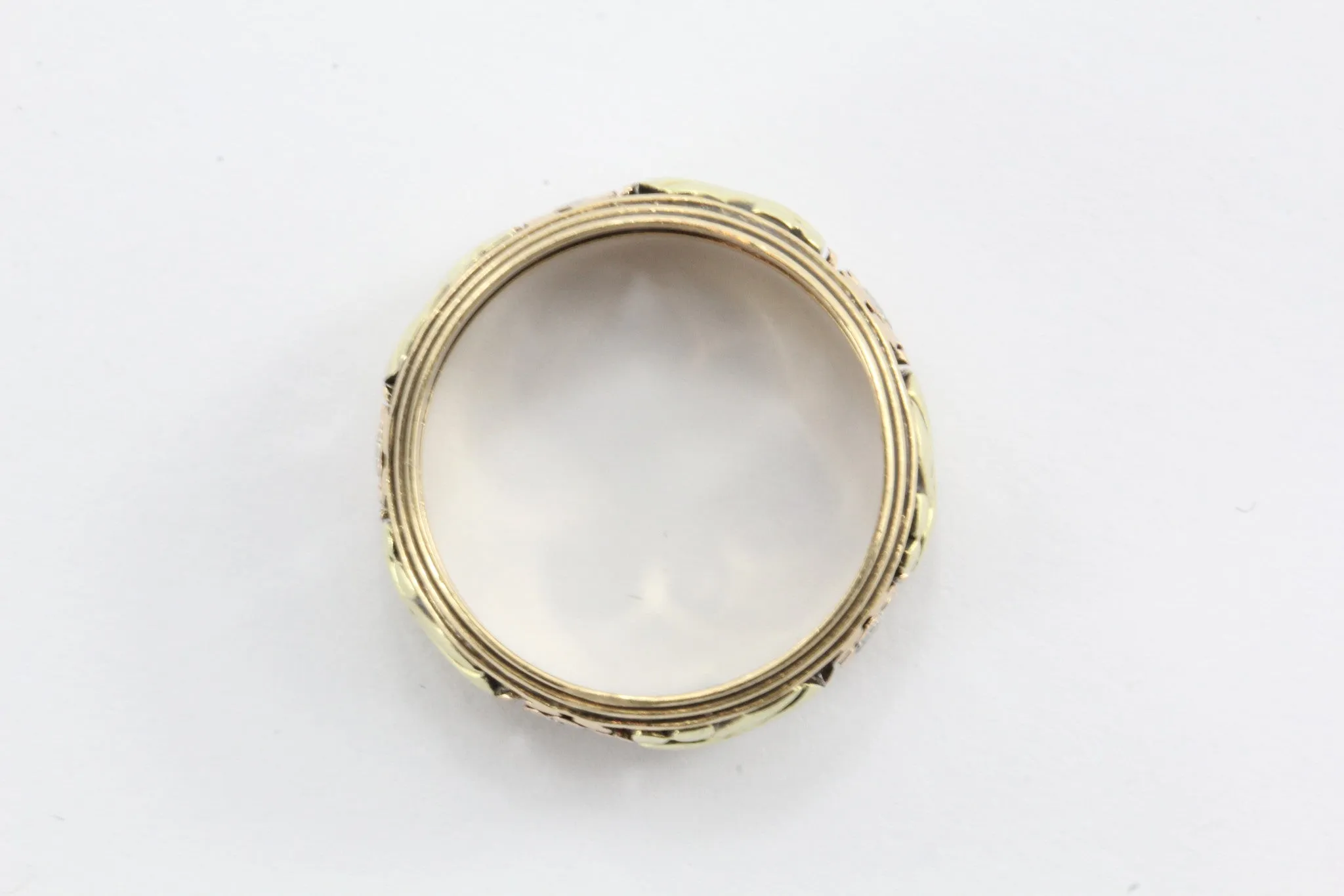 Retro 14K Multi-tone Tricolor Gold Ring Band c.1940s