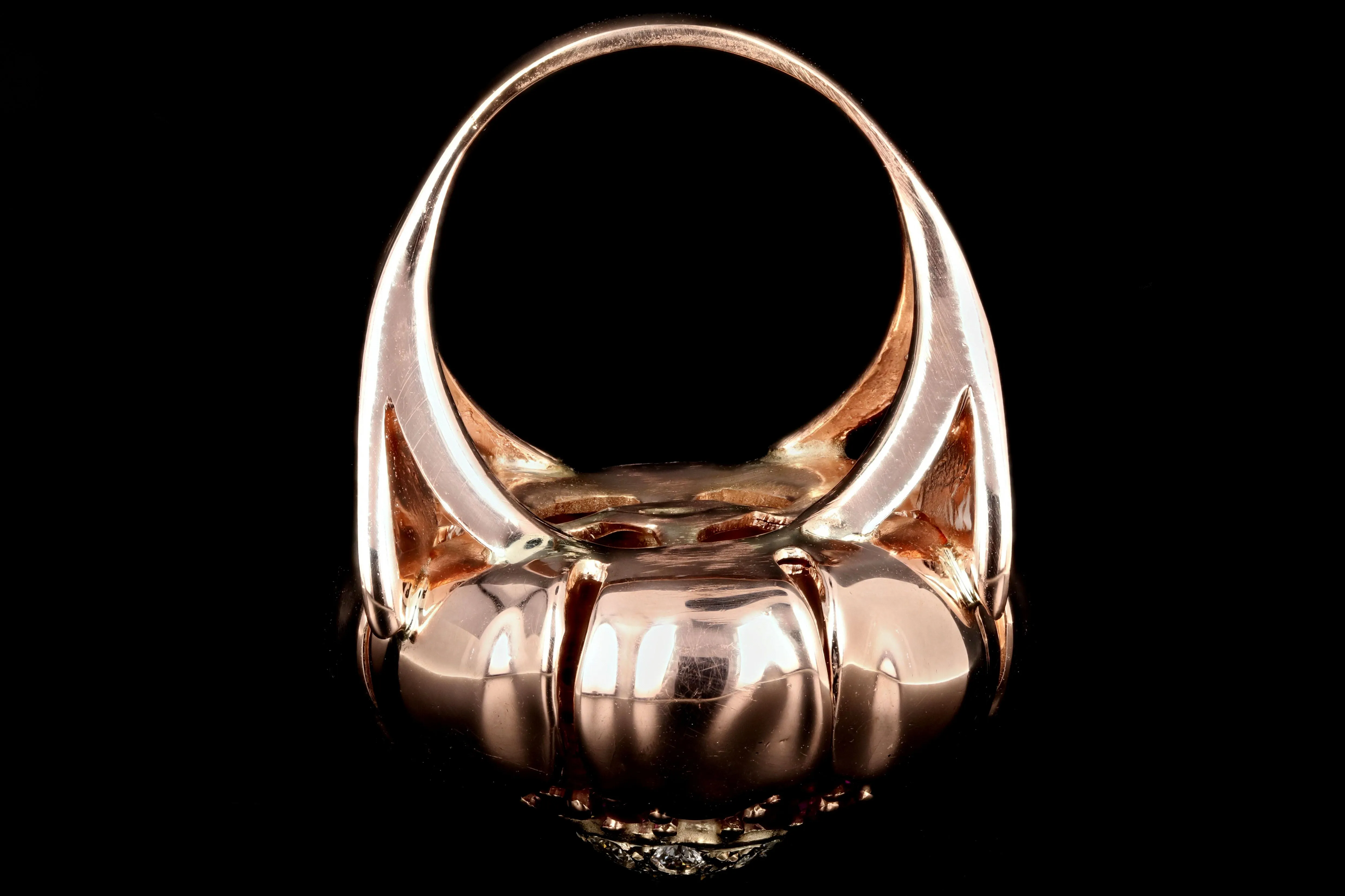 Retro 14K Rose Gold 2.5 Carat Natural Ruby and Diamond Cocktail Ring