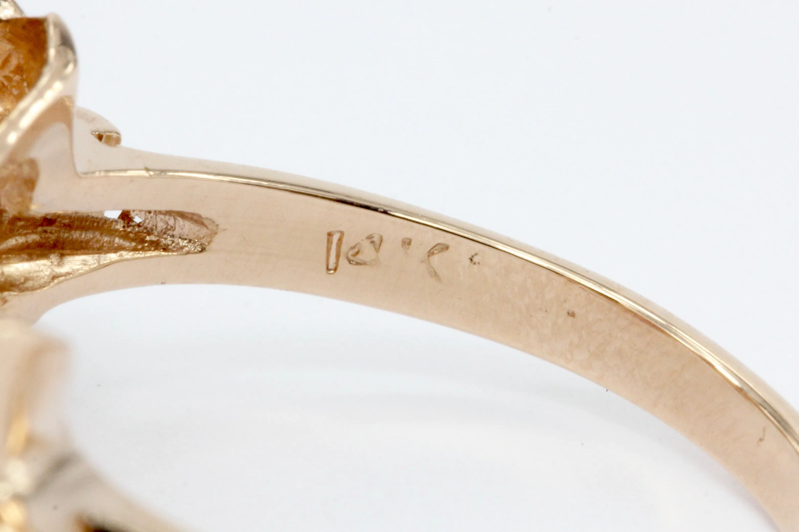 Retro 14K Rose Gold Ruby Bow Ring c.1950's