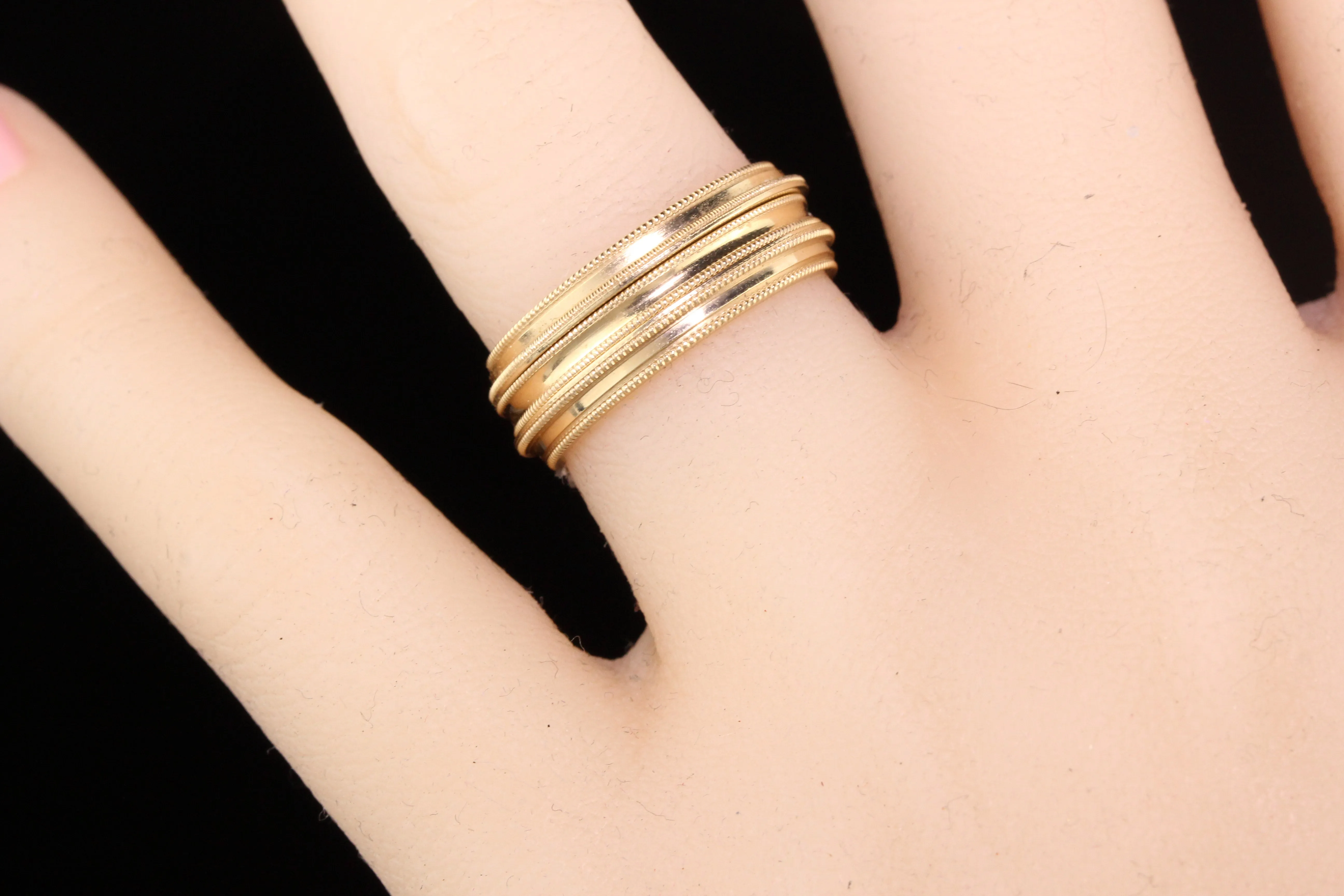 Retro 14K Rose Gold Triple Stack Band