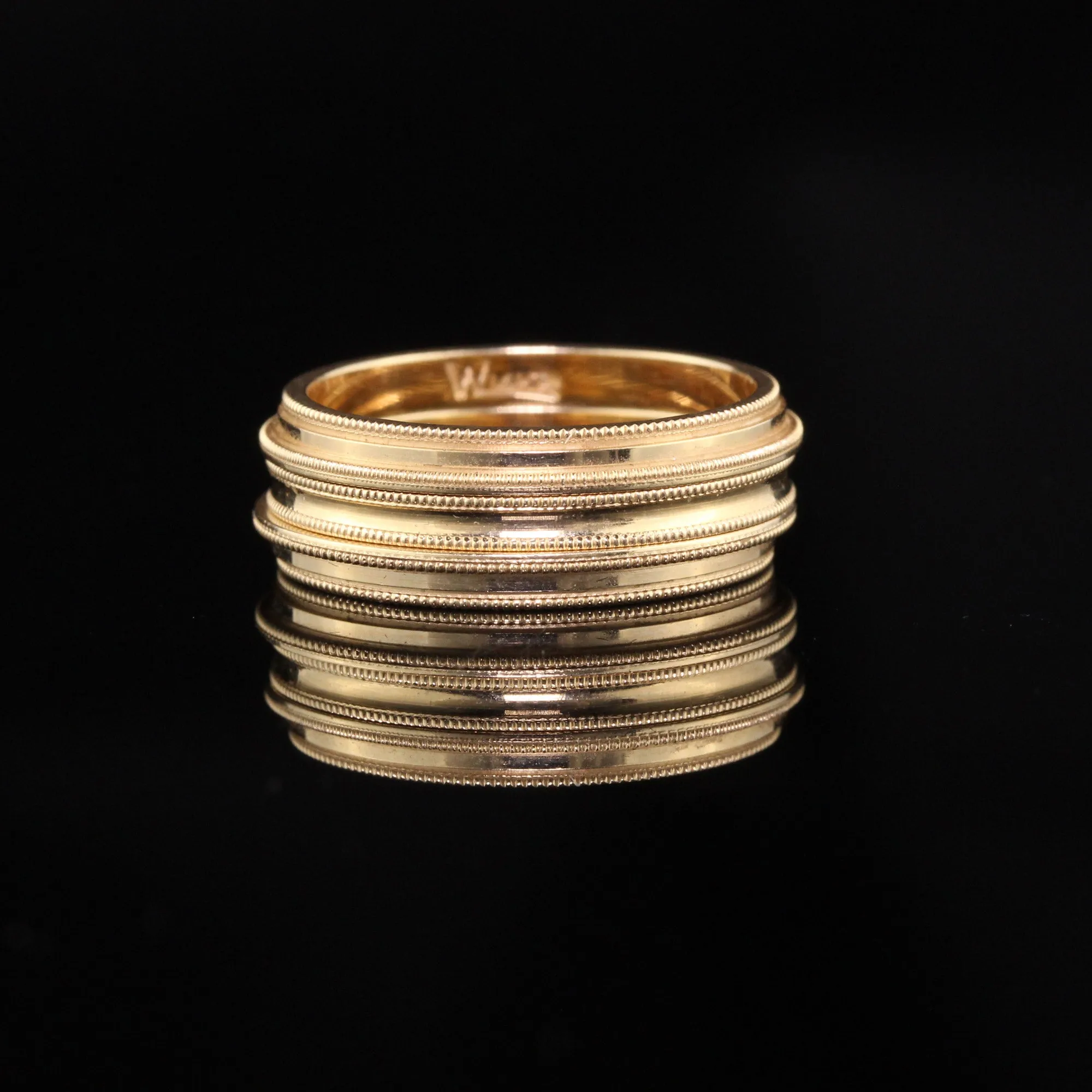 Retro 14K Rose Gold Triple Stack Band