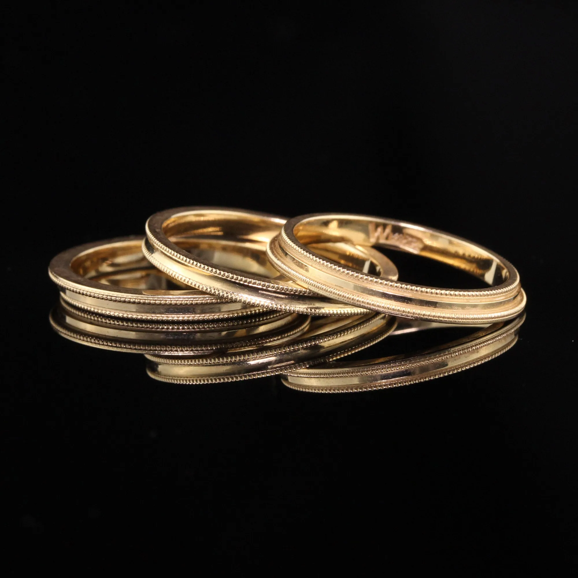 Retro 14K Rose Gold Triple Stack Band