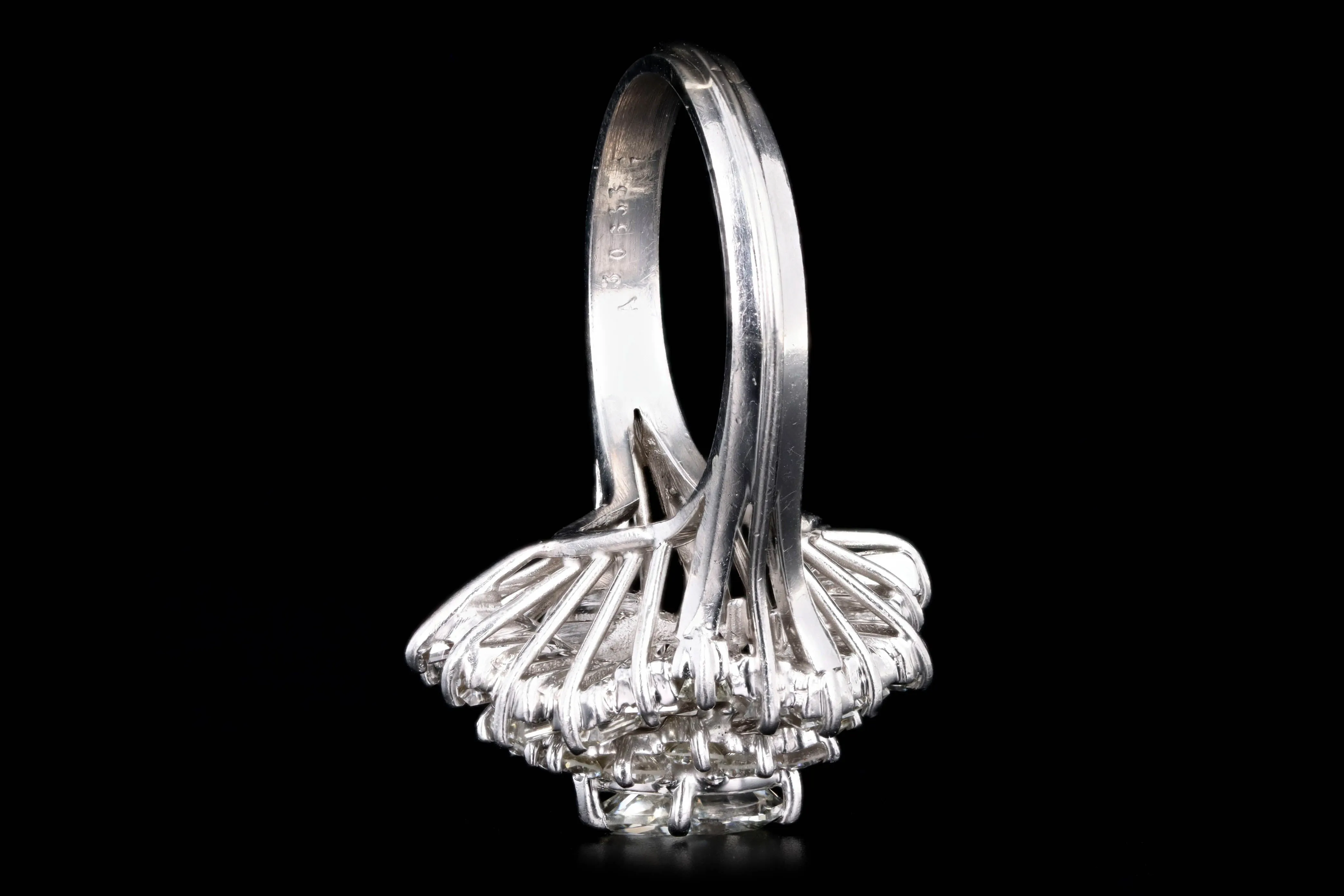 Retro 14K White Gold 0.75 Carat Pear Cut Diamond Ballerina Halo Ring