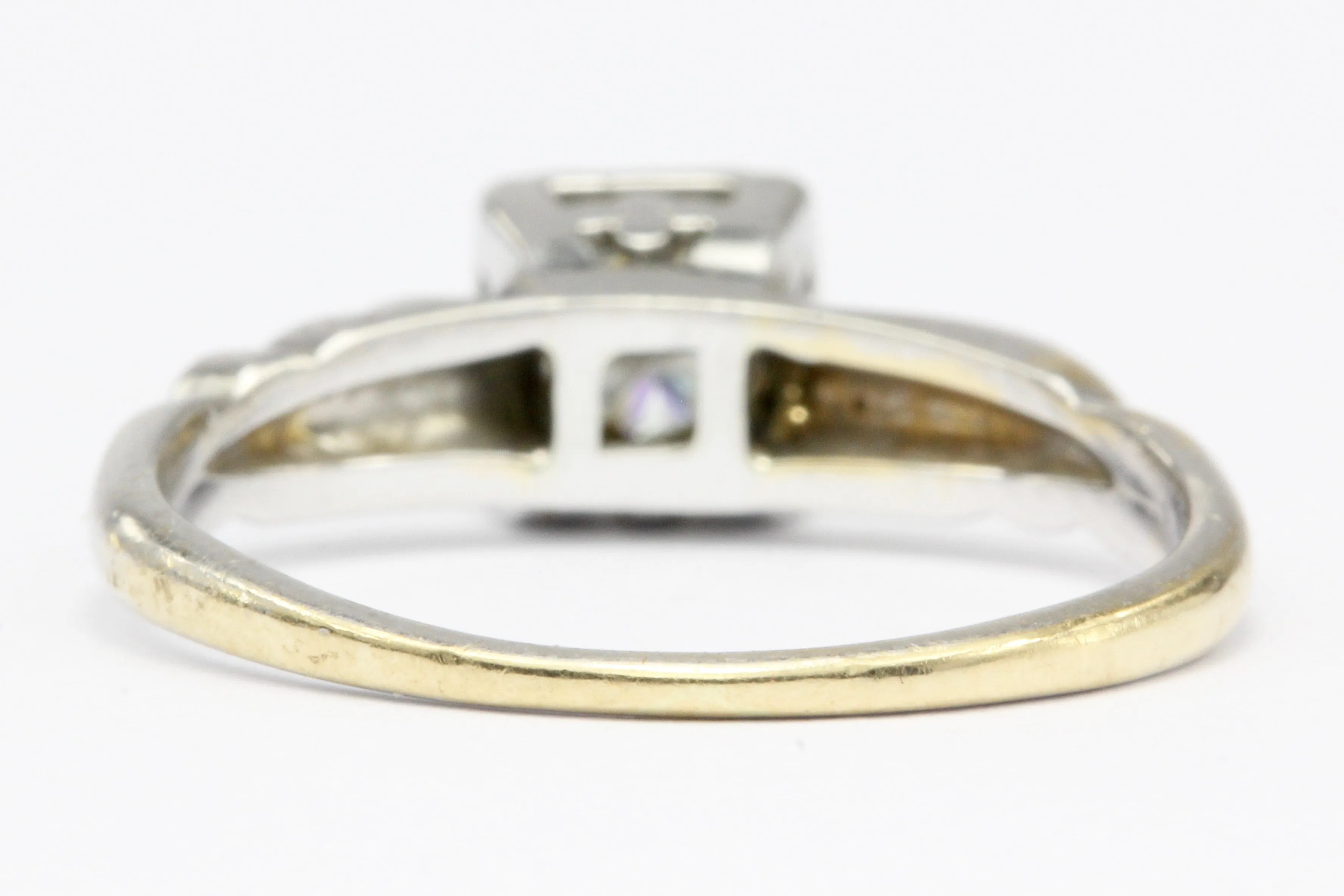 Retro 14K White Gold .40 CT Diamond Engagement Ring Size 5