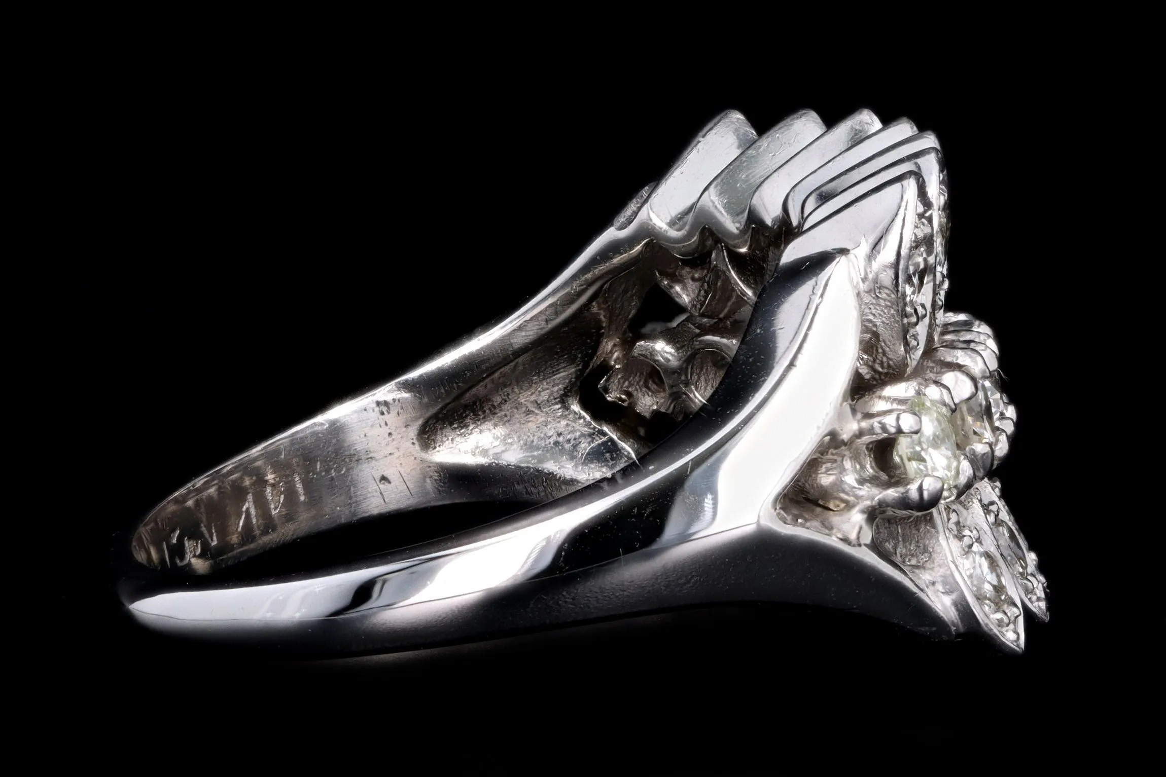 Retro 14K White Gold .50 Carat Total Weight Diamond Ring