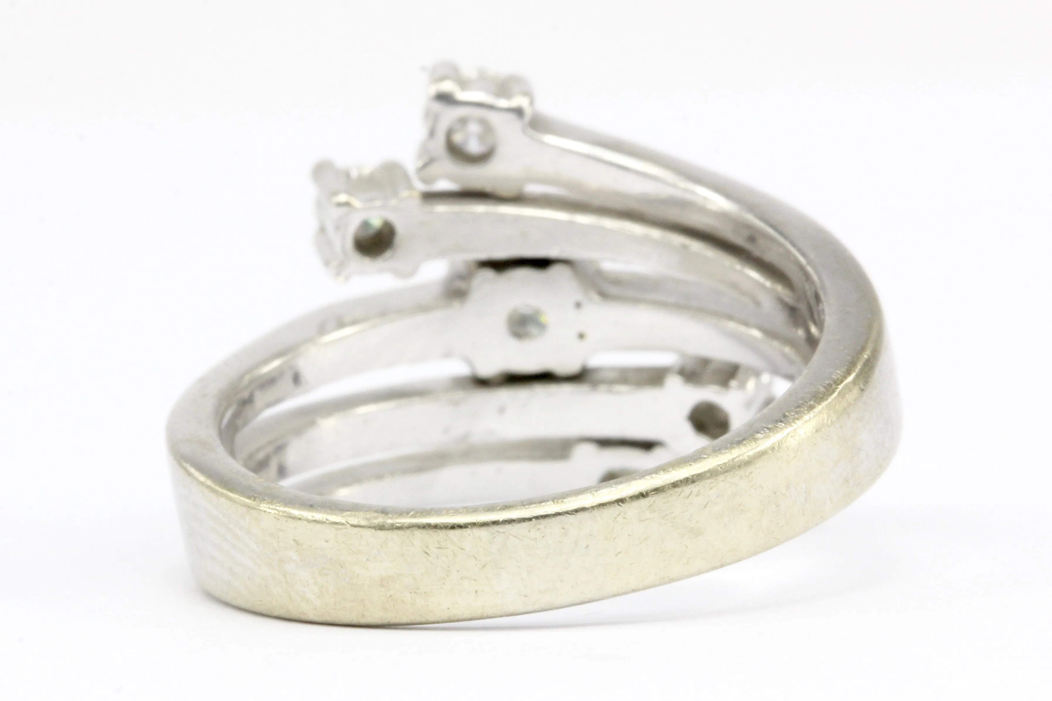 Retro 14K White Gold Diamond Cascade Ring