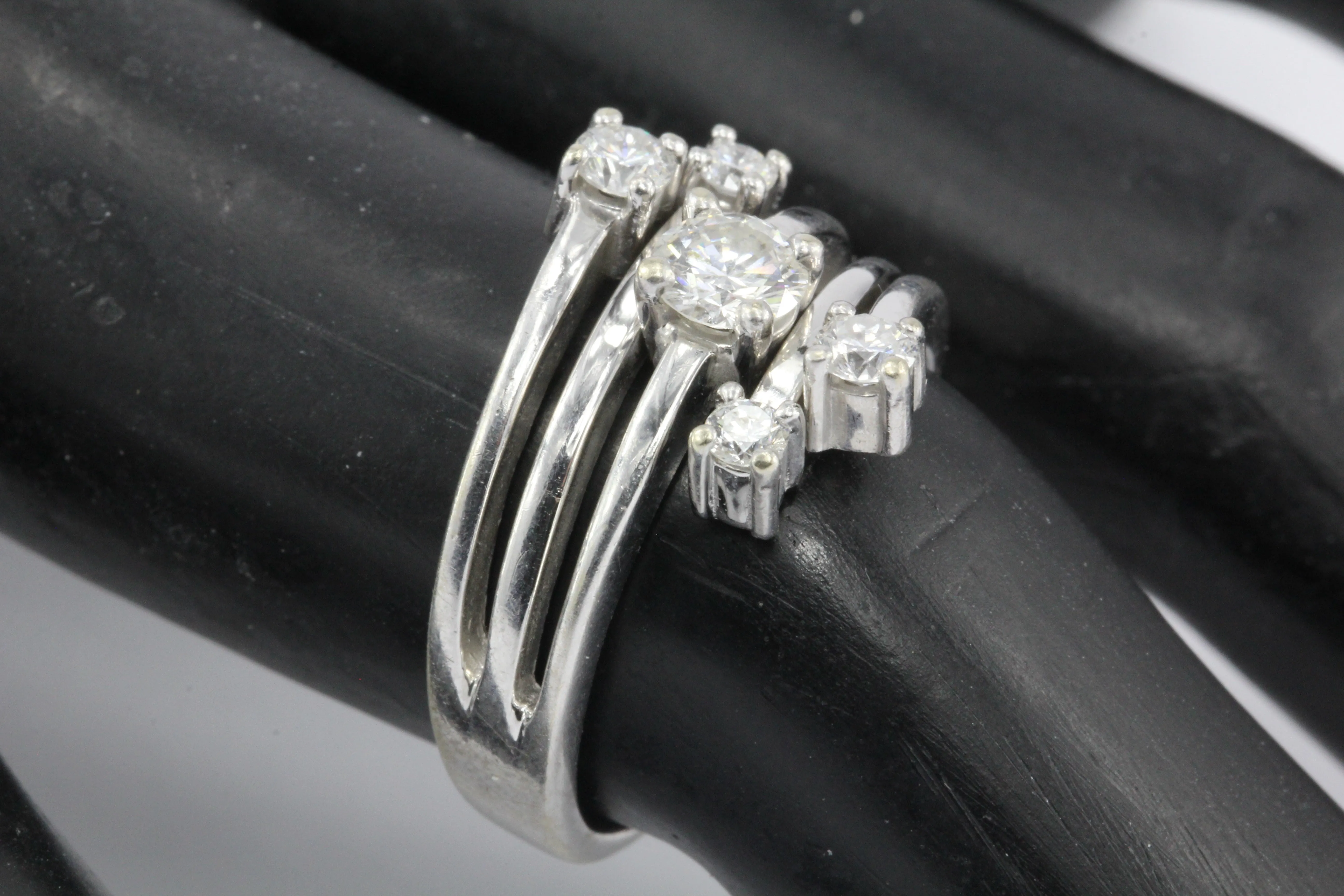 Retro 14K White Gold Diamond Cascade Ring